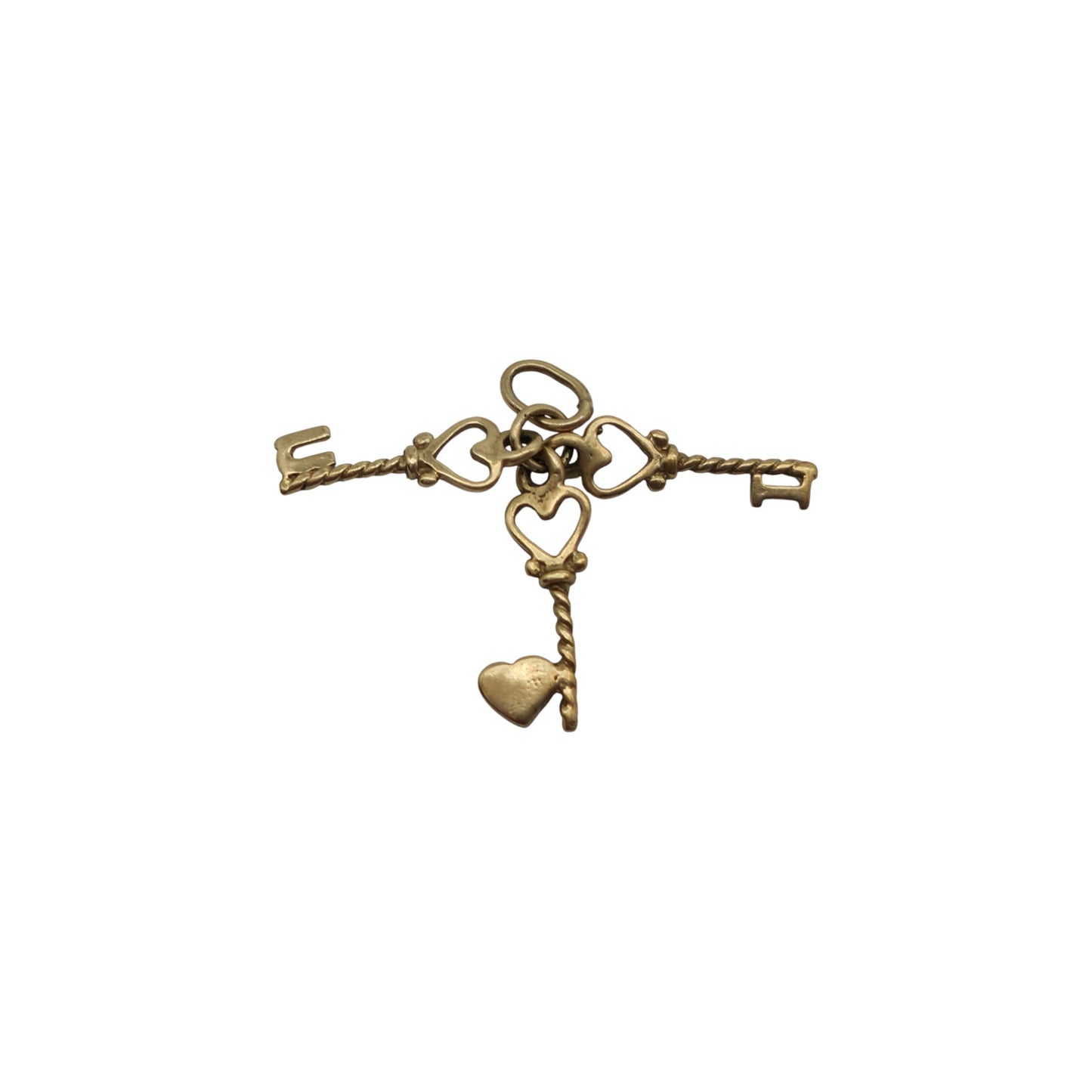 9ct Yellow Gold Bundle Of "I Love U" Keys Charm L 1.2 cm 0.8 g.
