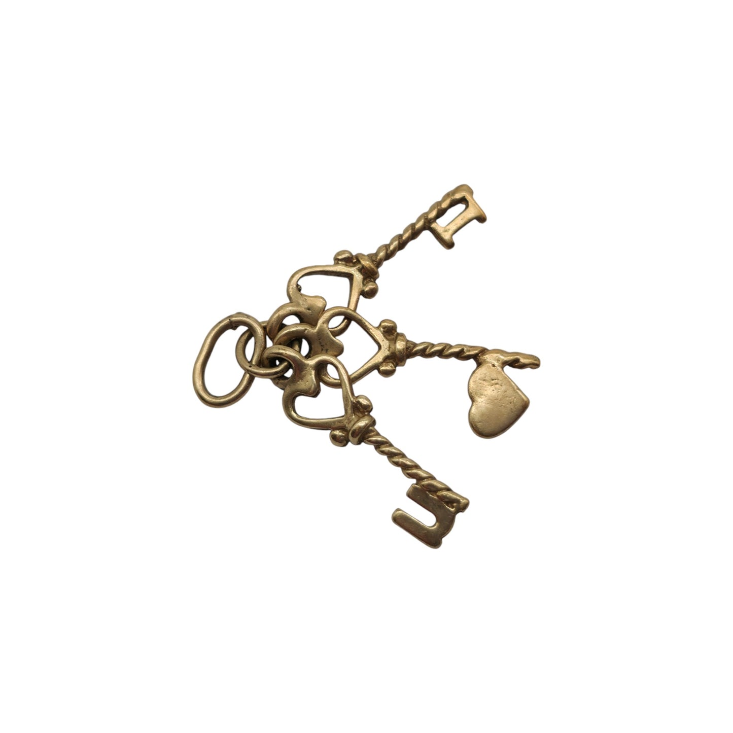 9ct Yellow Gold Bundle Of "I Love U" Keys Charm L 1.2 cm 0.8 g.