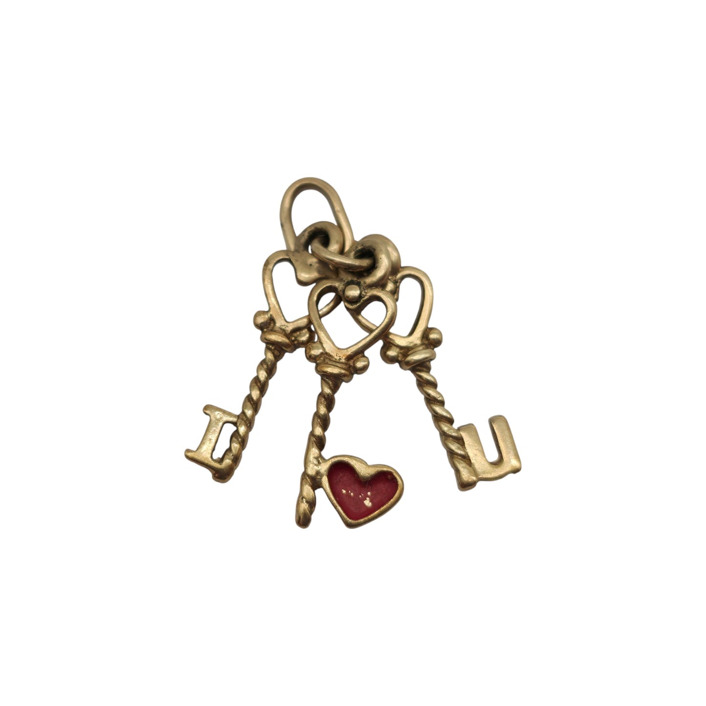 9ct Yellow Gold Bundle Of "I Love U" Keys Charm L 1.2 cm 0.8 g.