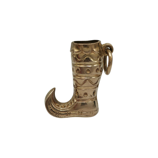 9ct 375 Yellow Gold Pointed Boot Charm 1971 L 1.7 cm 1.1 g.
