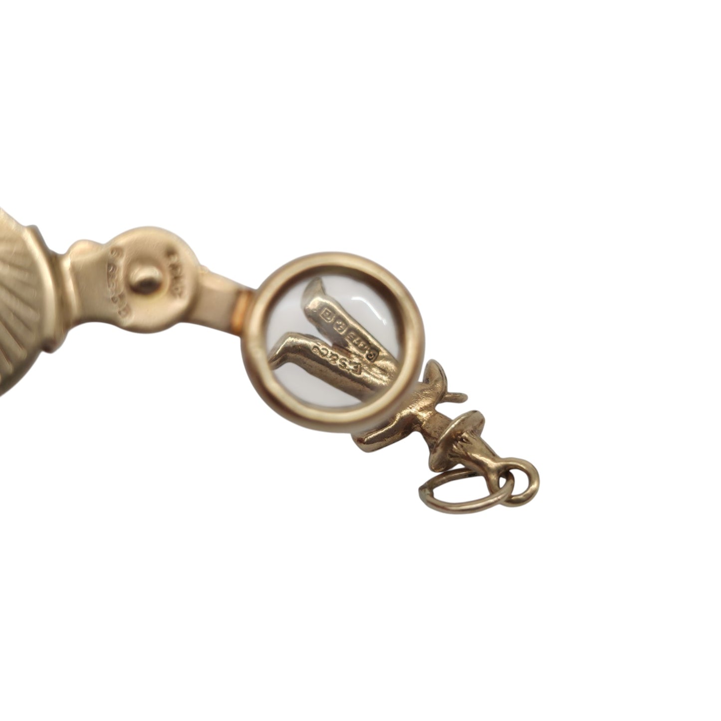 9ct 375 Yellow Gold Magnifying Glass Opening Charm 1953 L 2.3 cm 3.1 g.