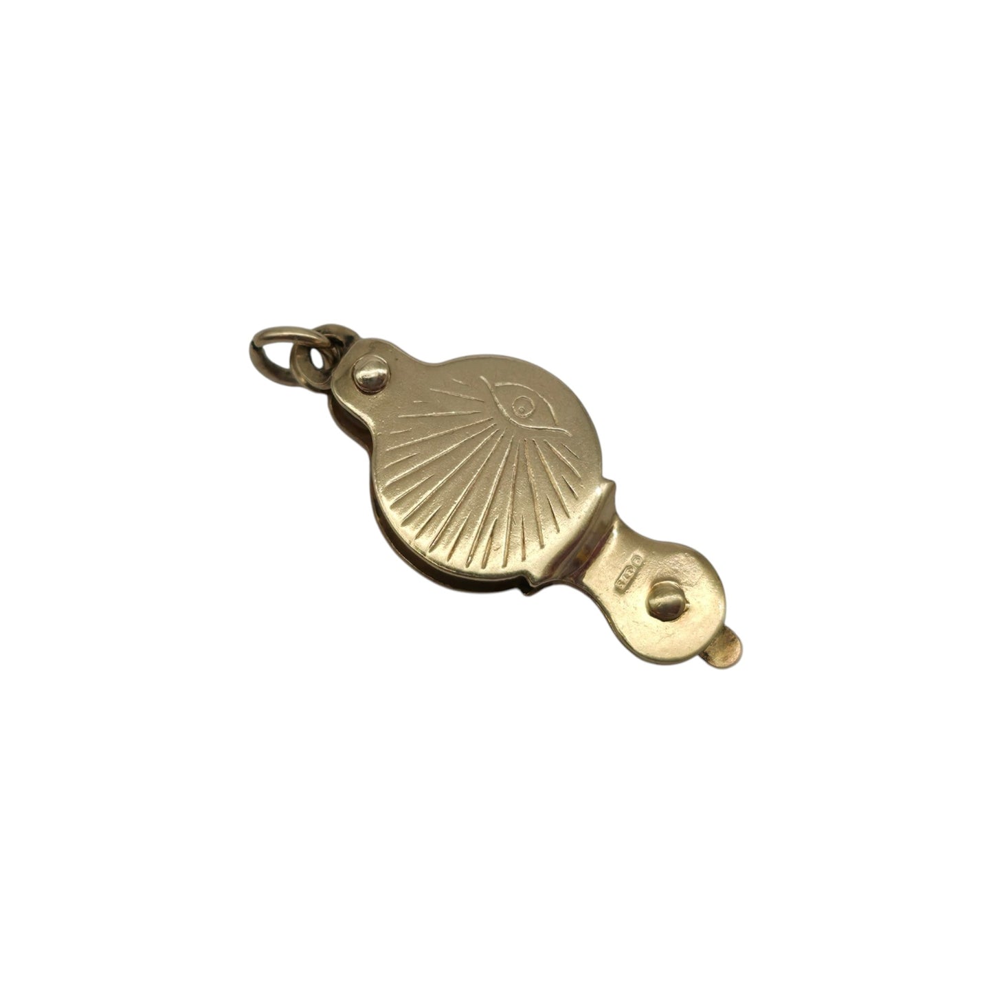 9ct 375 Yellow Gold Magnifying Glass Opening Charm 1953 L 2.3 cm 3.1 g.