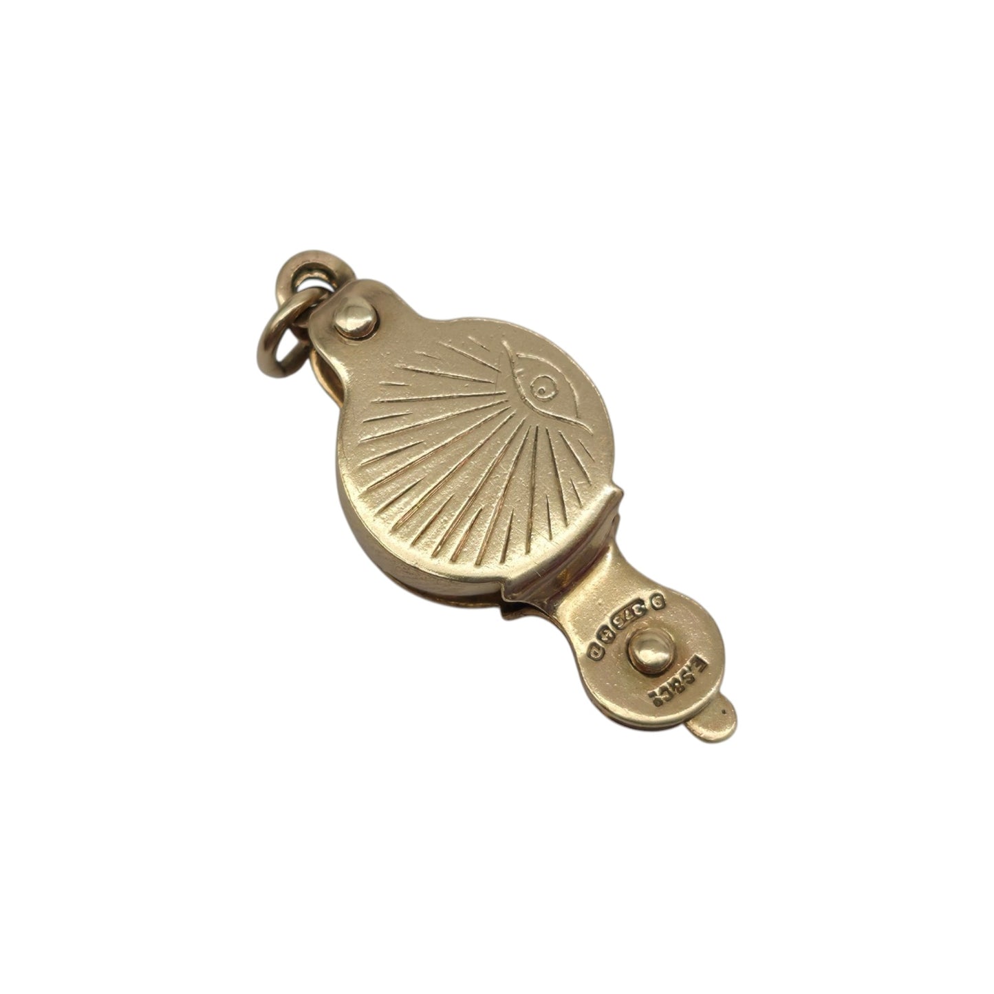 9ct 375 Yellow Gold Magnifying Glass Opening Charm 1953 L 2.3 cm 3.1 g.