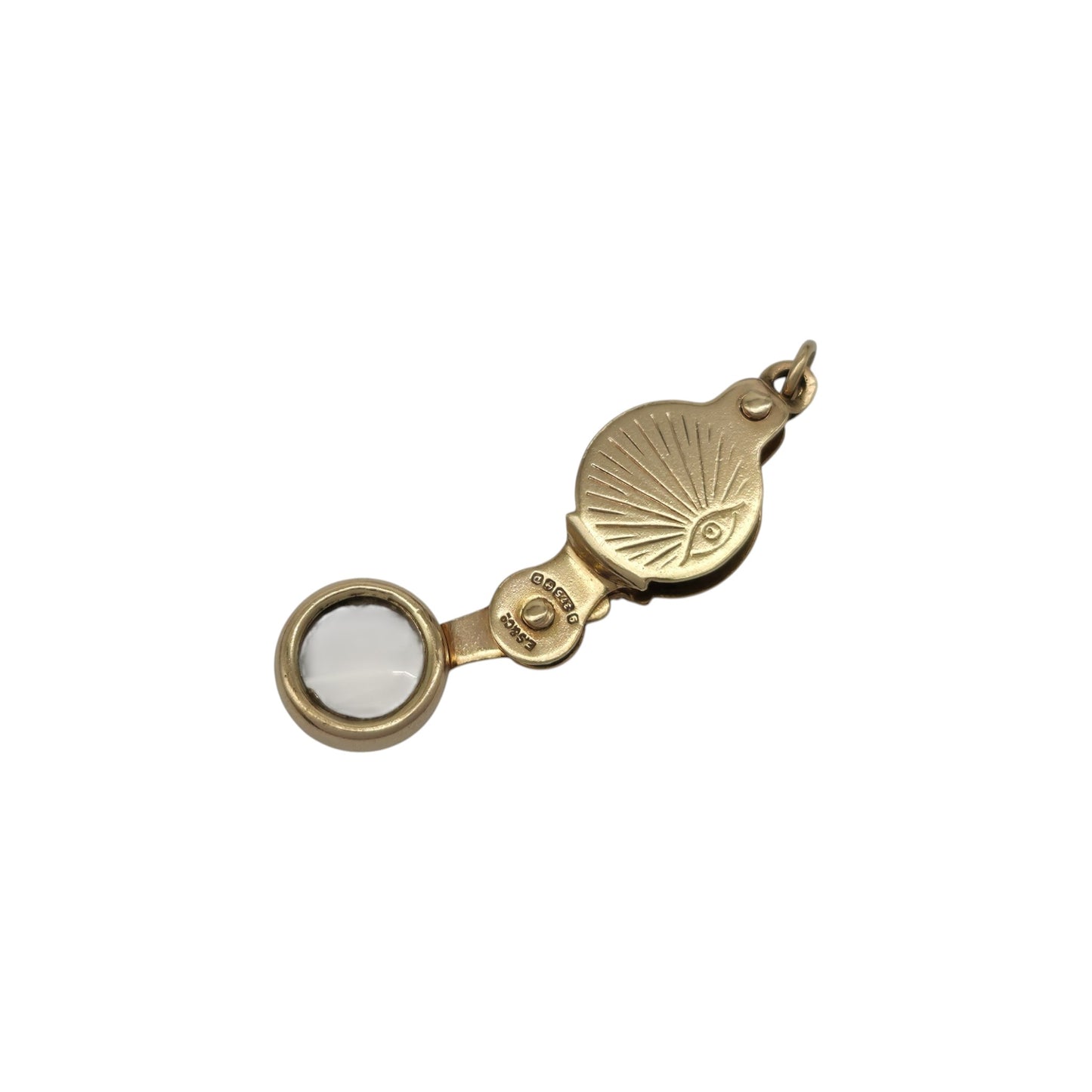 9ct 375 Yellow Gold Magnifying Glass Opening Charm 1953 L 2.3 cm 3.1 g.