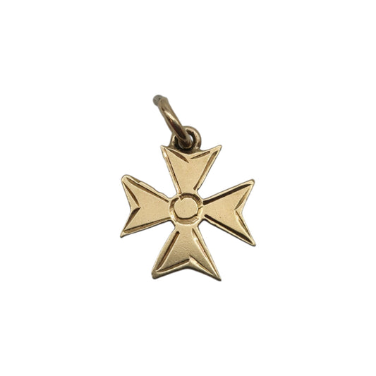 9ct 375 Yellow Gold Maltese Cross Charm 1959 L 9 mm 0.5 g.