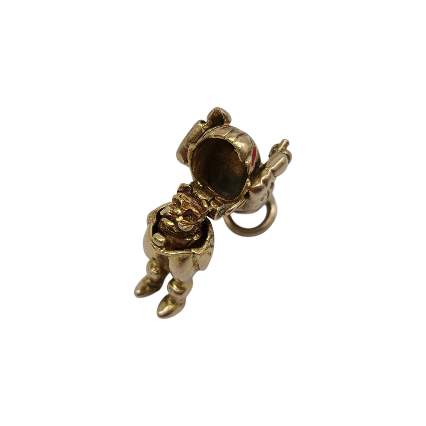 Unusual 9ct 375 Yellow Gold Man With A Bulldog Opening Charm 1962 L 2.4 cm 6.8 g.