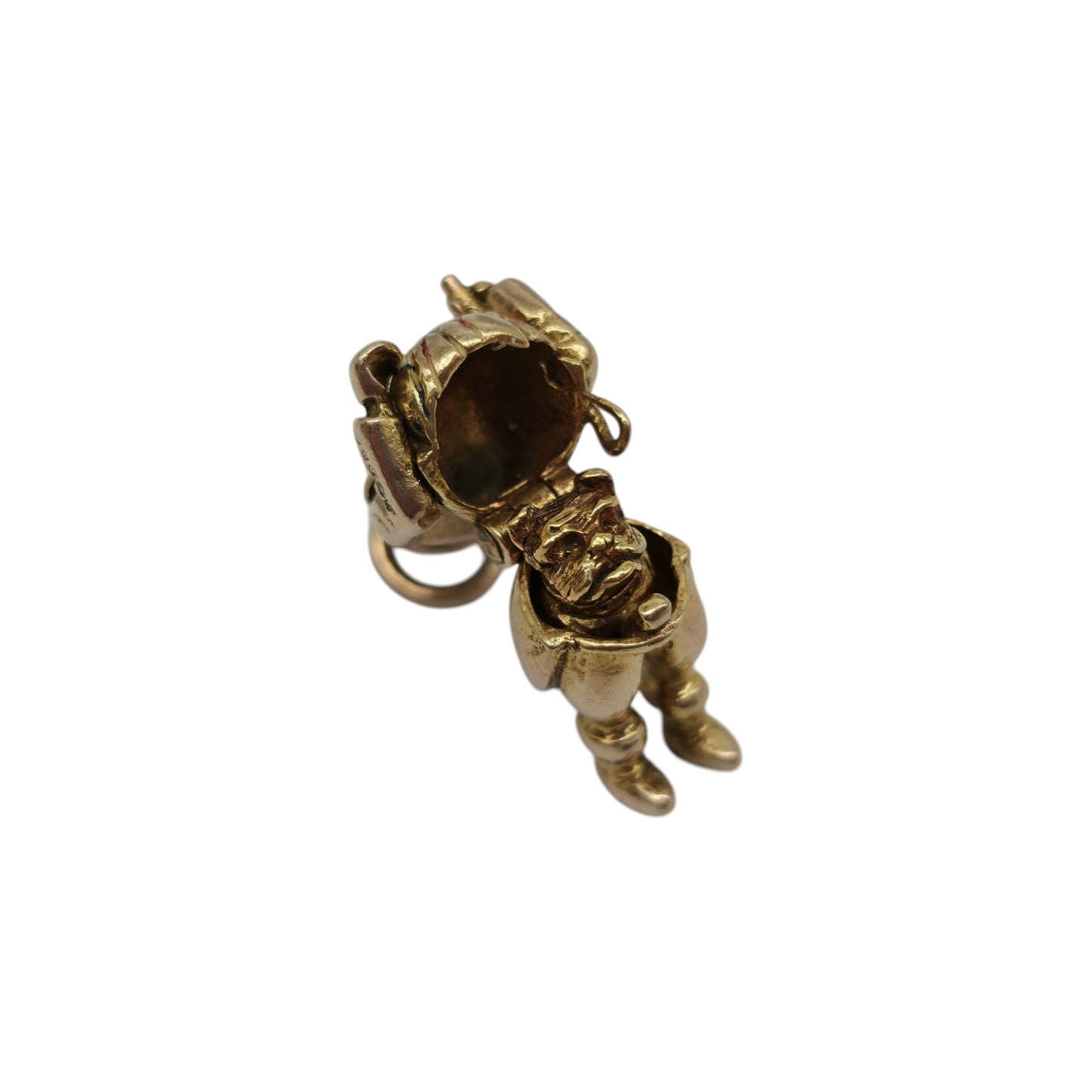 Unusual 9ct 375 Yellow Gold Man With A Bulldog Opening Charm 1962 L 2.4 cm 6.8 g.
