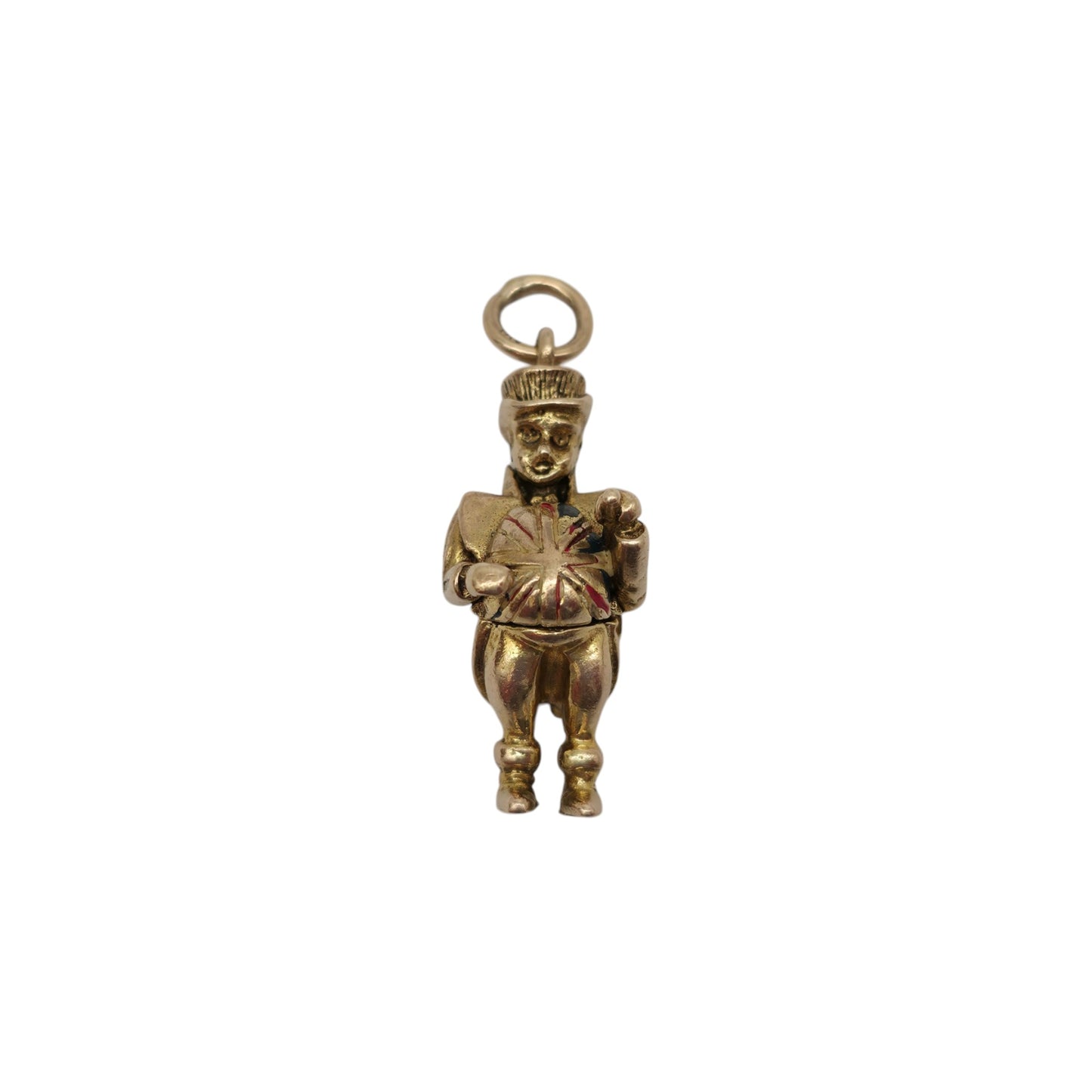Unusual 9ct 375 Yellow Gold Man With A Bulldog Opening Charm 1962 L 2.4 cm 6.8 g.