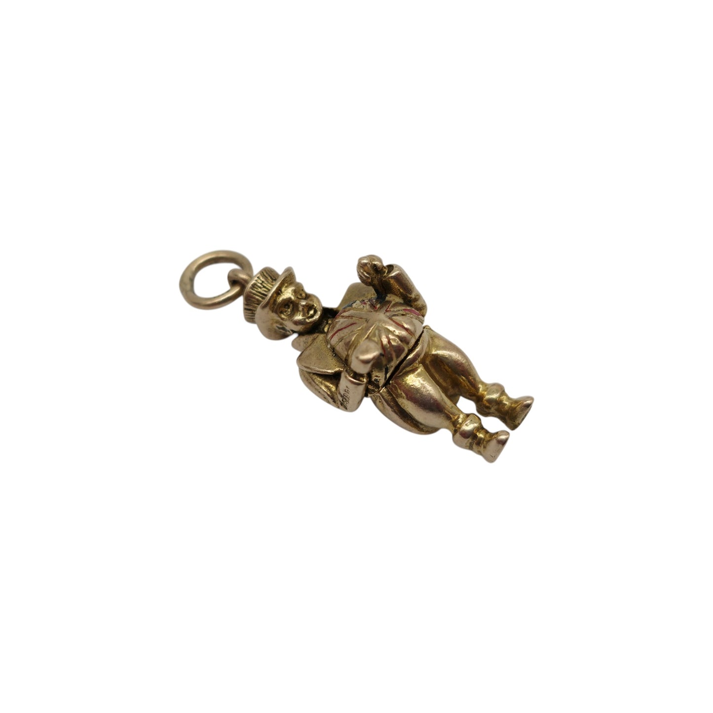 Unusual 9ct 375 Yellow Gold Man With A Bulldog Opening Charm 1962 L 2.4 cm 6.8 g.