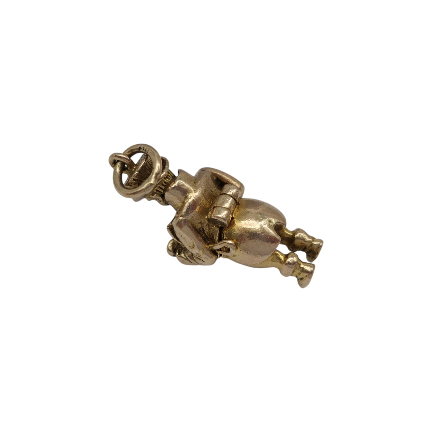Unusual 9ct 375 Yellow Gold Man With A Bulldog Opening Charm 1962 L 2.4 cm 6.8 g.