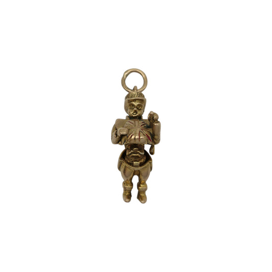 Unusual 9ct 375 Yellow Gold Man With A Bulldog Opening Charm 1962 L 2.4 cm 6.8 g.