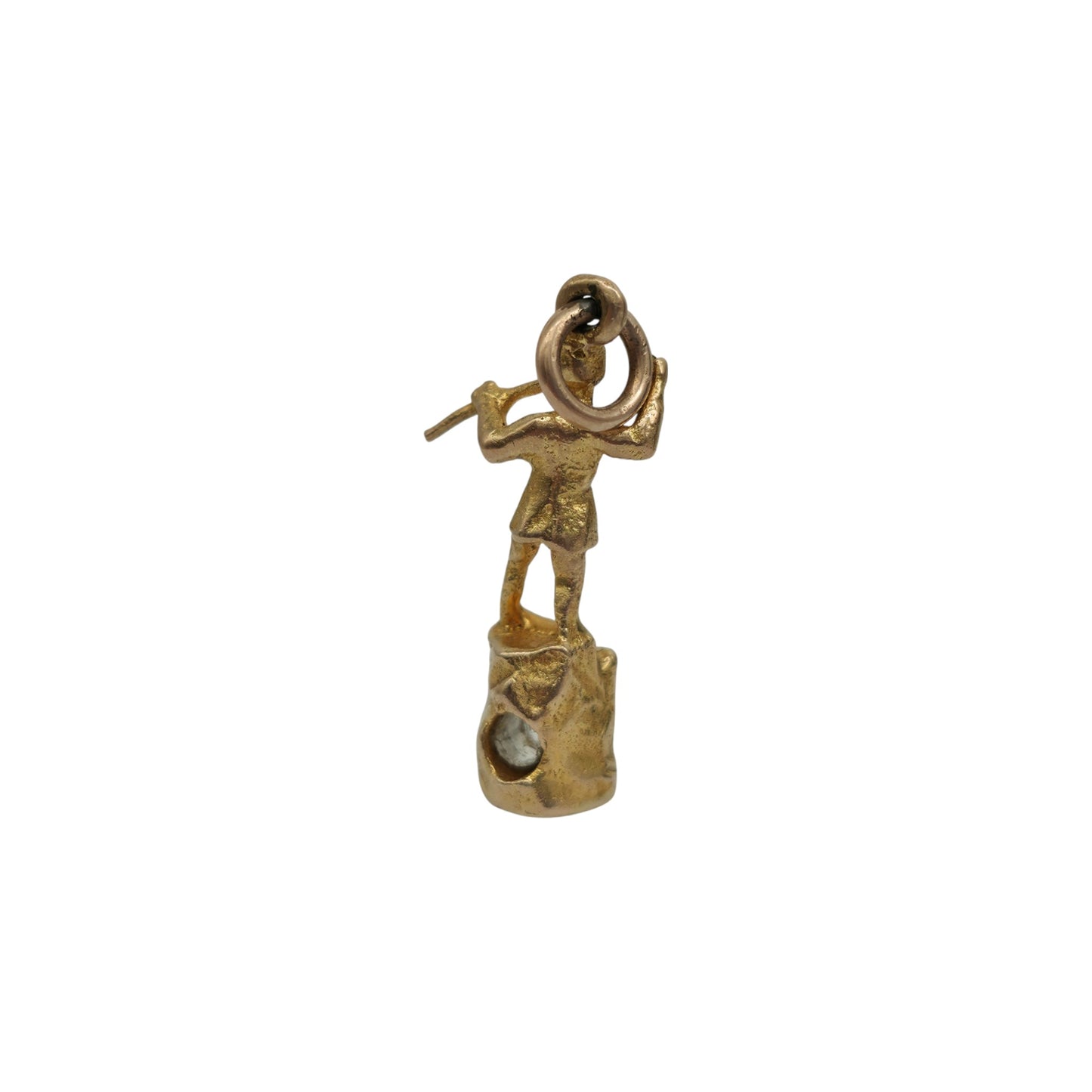 9ct 375 Yellow Gold Man With Flute Charm 1957 L 2.0 cm 2.7 g.
