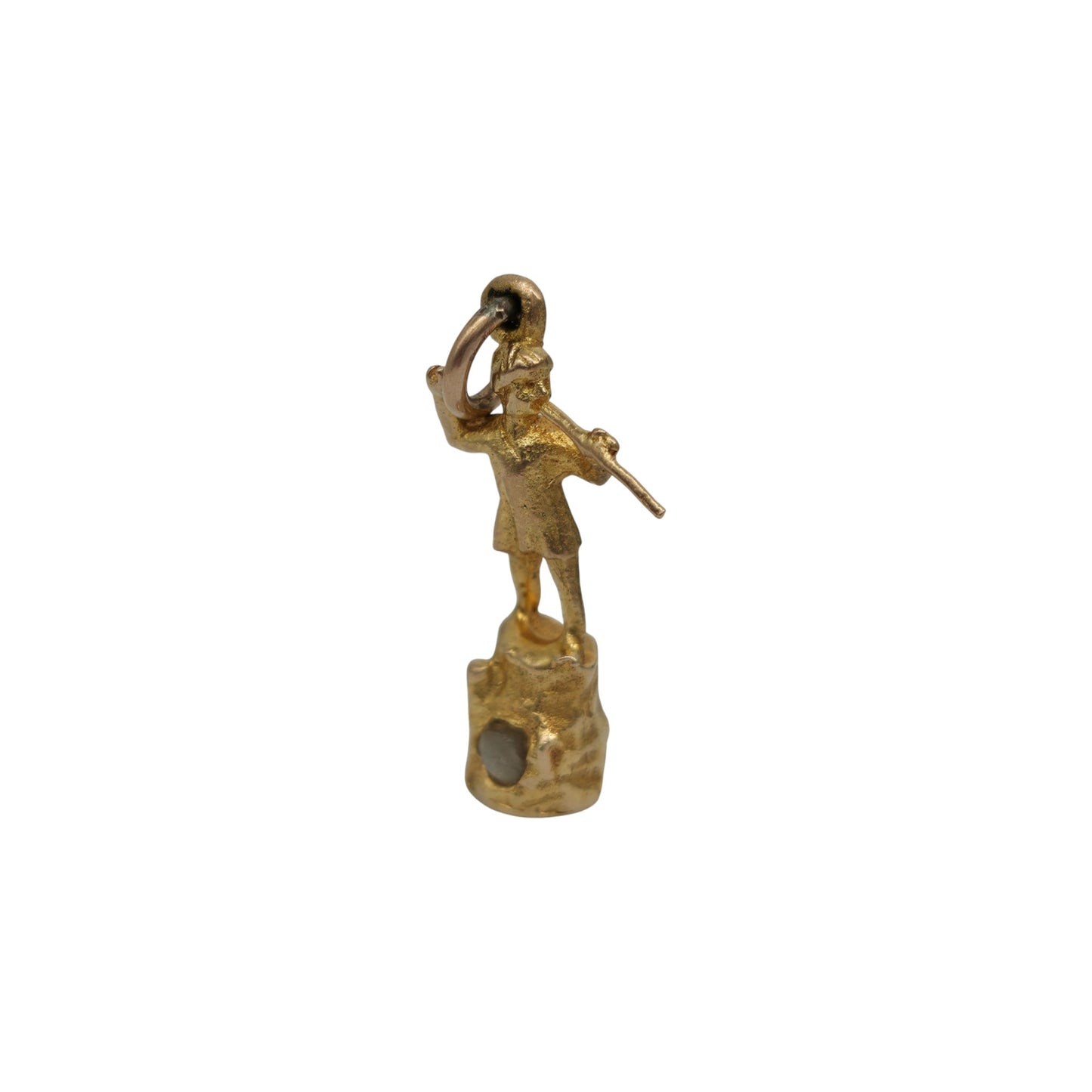 9ct 375 Yellow Gold Man With Flute Charm 1957 L 2.0 cm 2.7 g.