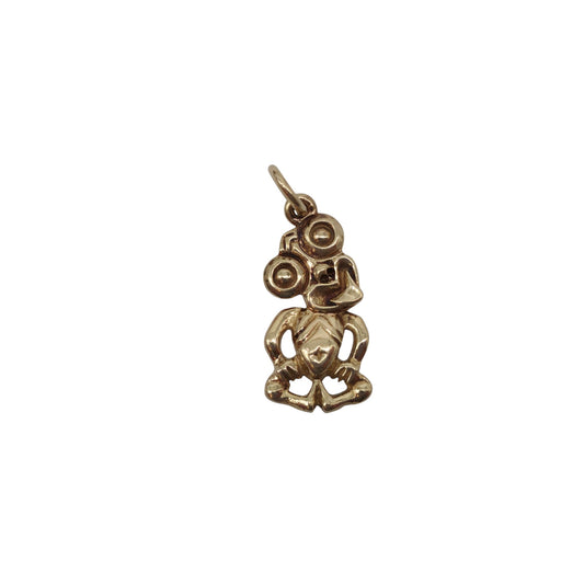 9ct Yellow Gold Maori Hei Tiki Charm L 1.6 cm 1.2 g.