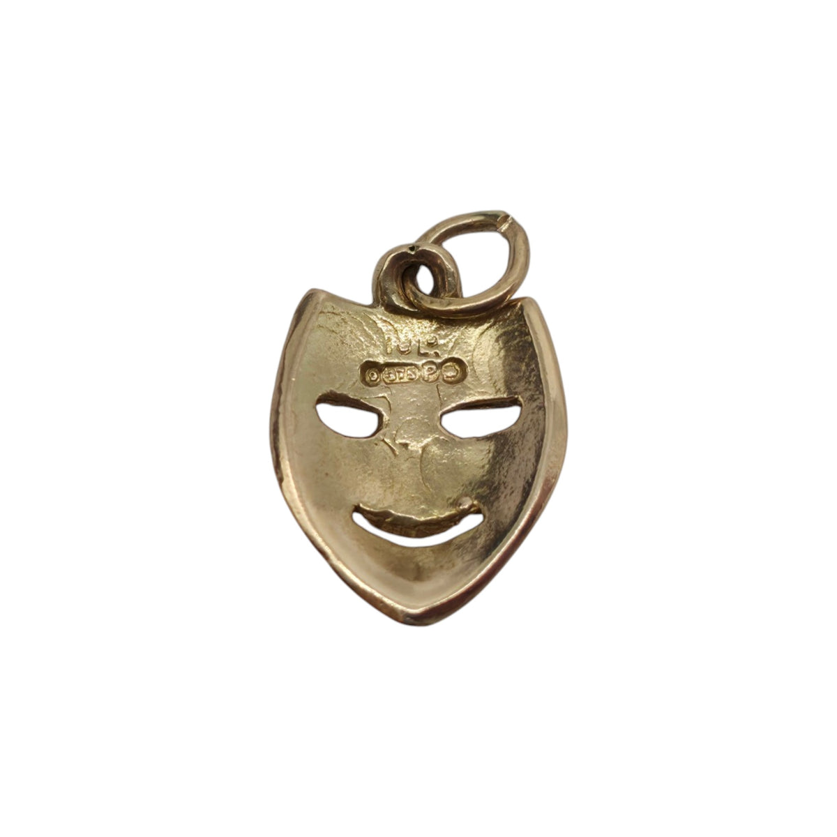 9ct 375 Yellow Gold Mask Charm 1950 L 1.1 cm 1.2 g.