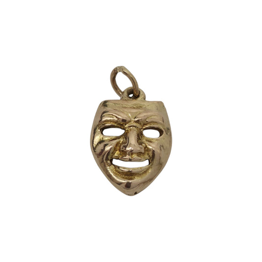 9ct 375 Yellow Gold Mask Charm 1950 L 1.1 cm 1.2 g.