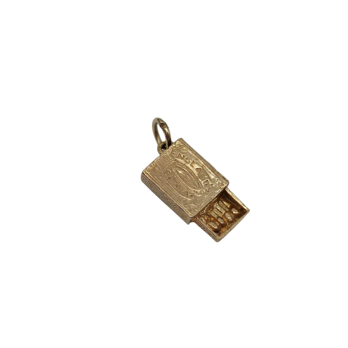 9ct 375 Yellow Gold "England's Glory" Matchbox Charm 1975 L 1.6 cm 3.1 g.
