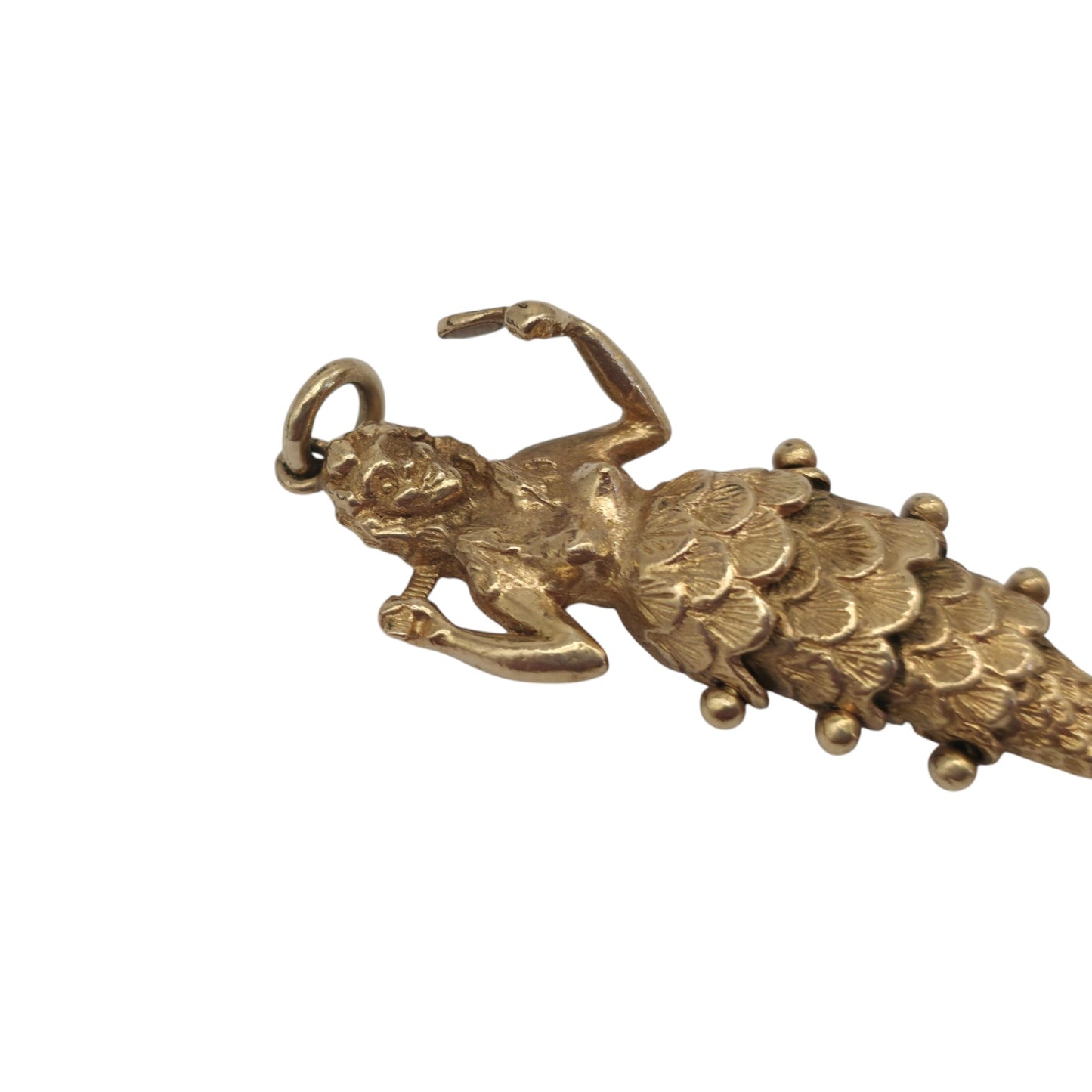 Heavy 9ct 375 Yellow Gold Articulated Mermaid Charm 1970 L 4.4 cm 8.9 g.