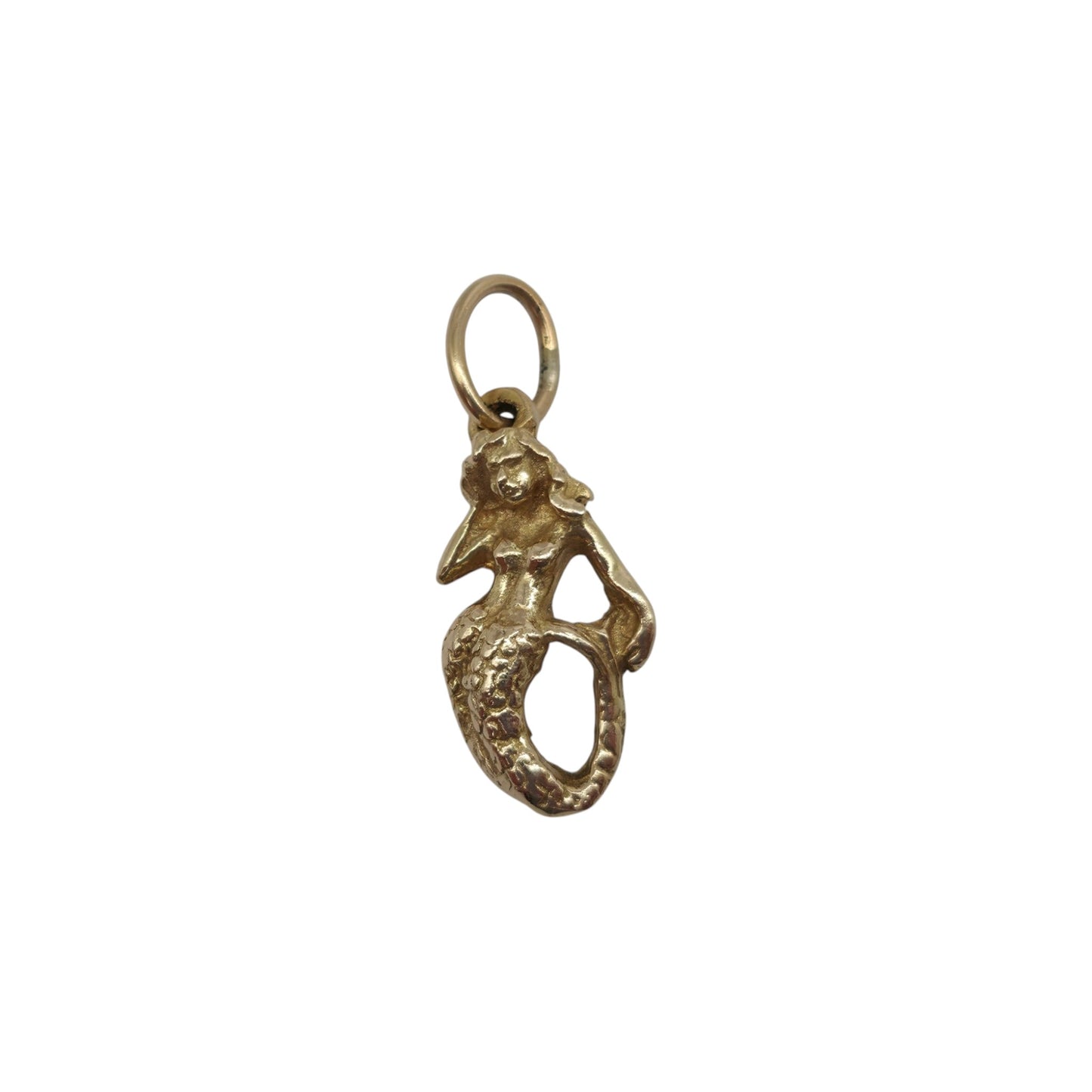 9ct 375 Yellow Gold Mermaid Charm 1965 L 1.6 cm 1.8 g.