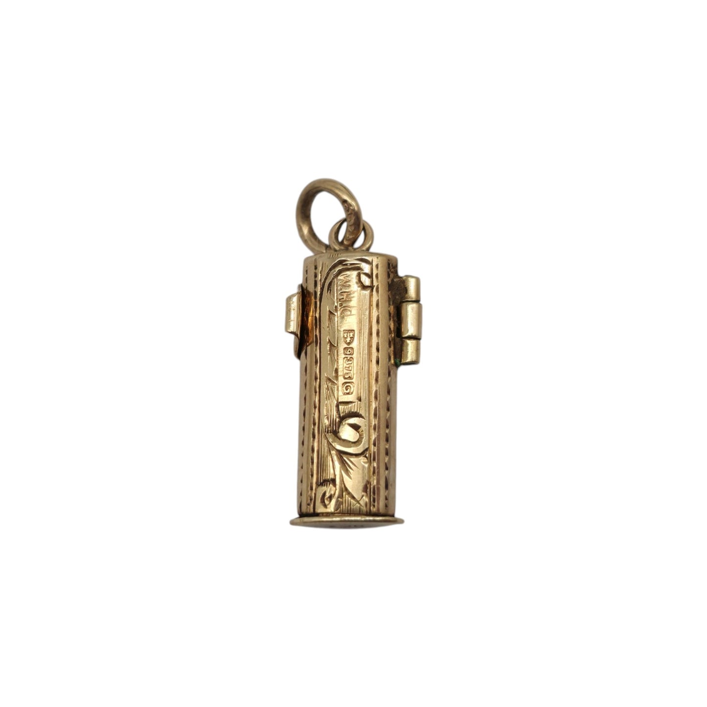 Chester 9ct 375 Yellow Gold Mezuzah Opening Charm 1957 L 1.5 cm 0.9 g.