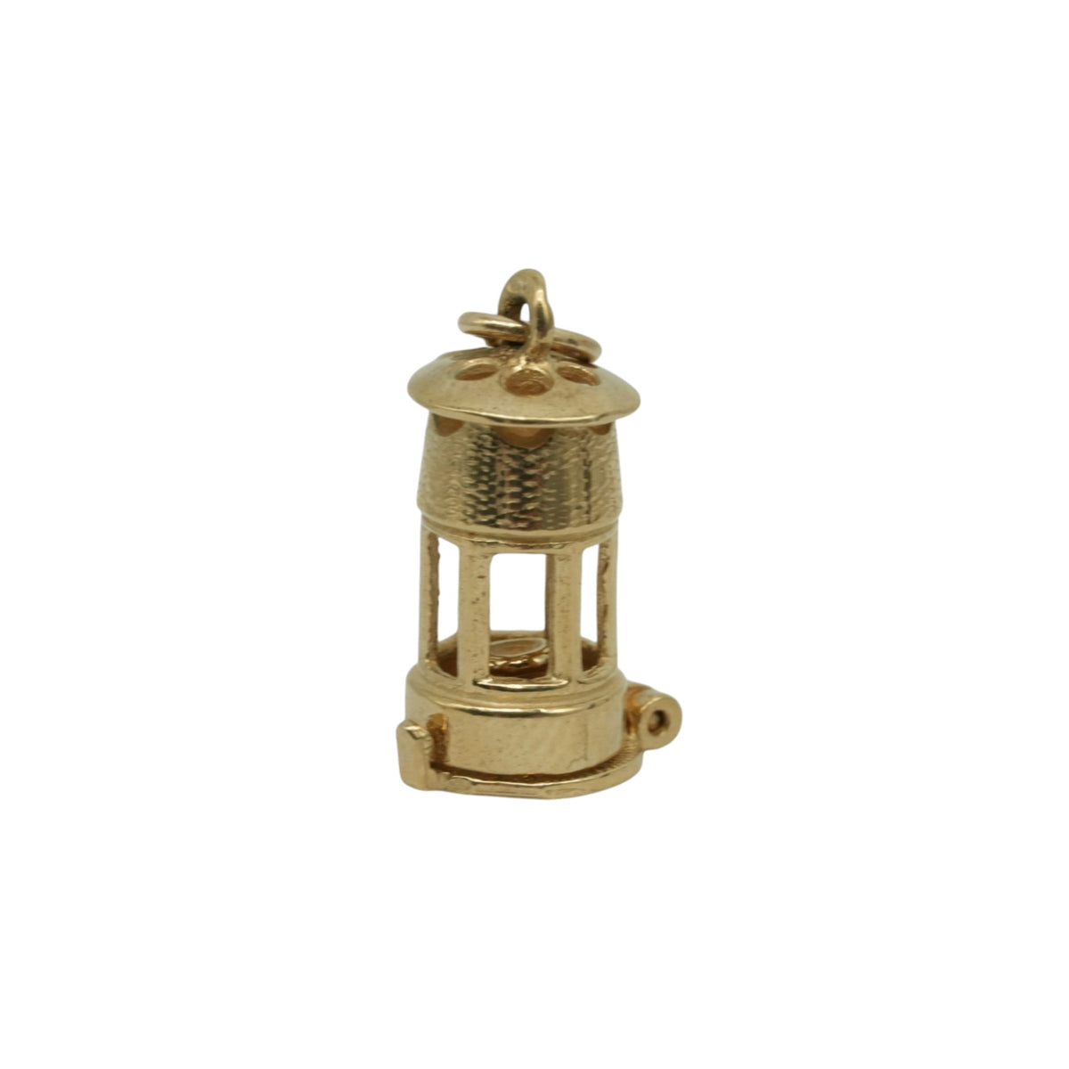 9ct 375 Yellow Gold Miner's Lamp Opening Charm L 1.3 cm 2.0 g.