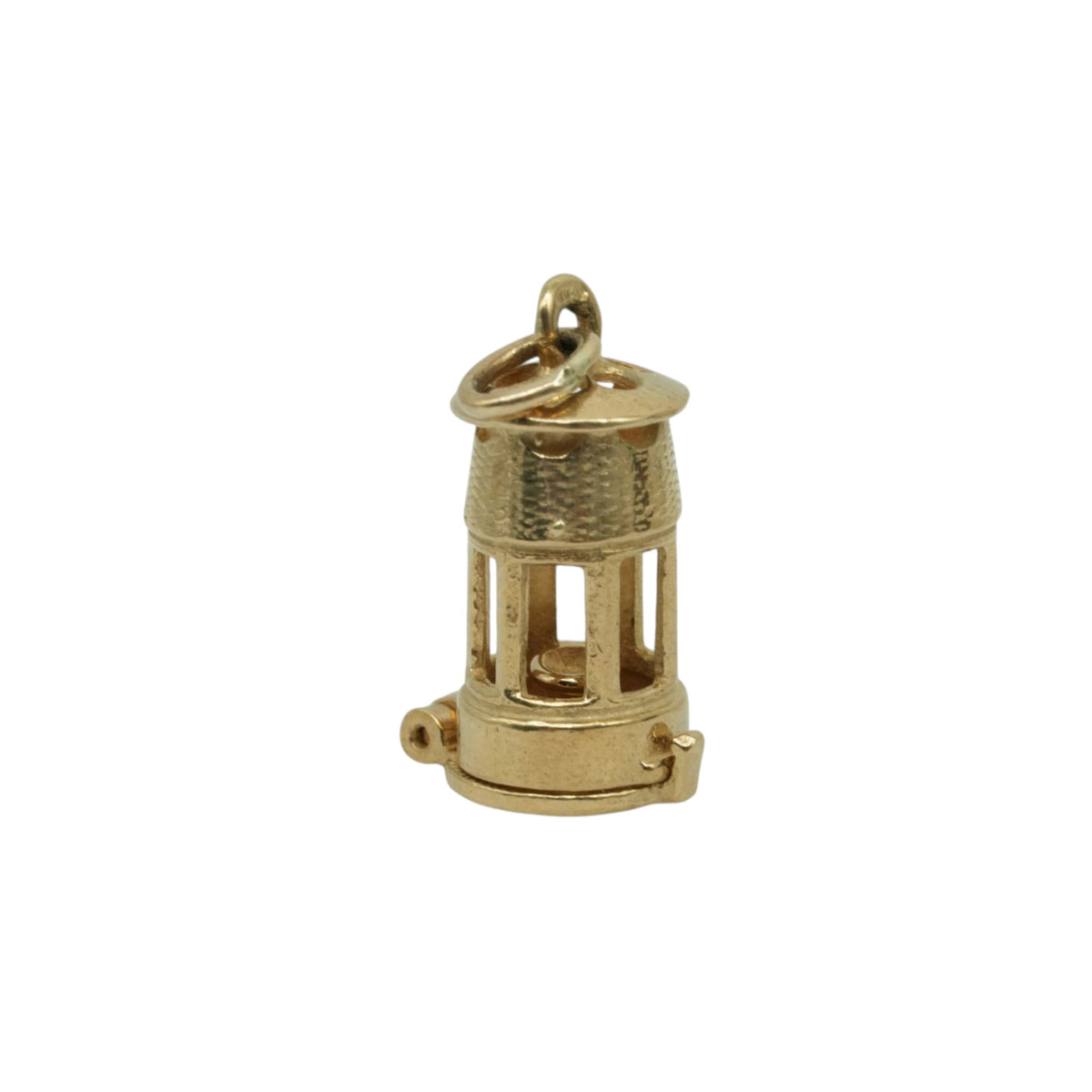 9ct 375 Yellow Gold Miner's Lamp Opening Charm L 1.3 cm 2.0 g.