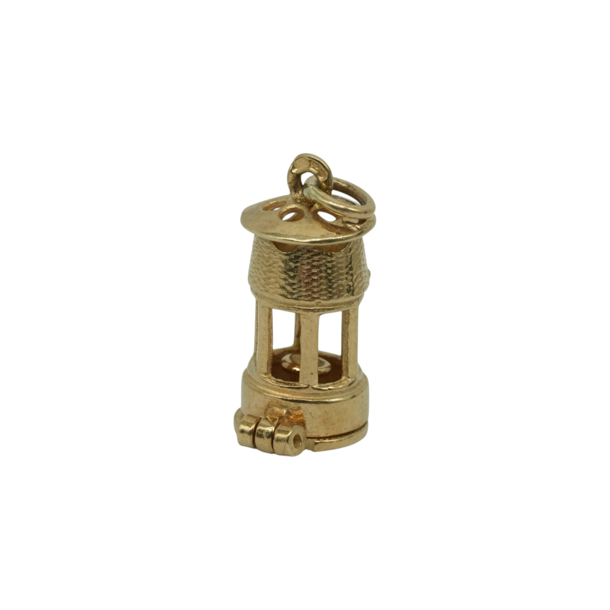 9ct 375 Yellow Gold Miner's Lamp Opening Charm L 1.3 cm 2.0 g.