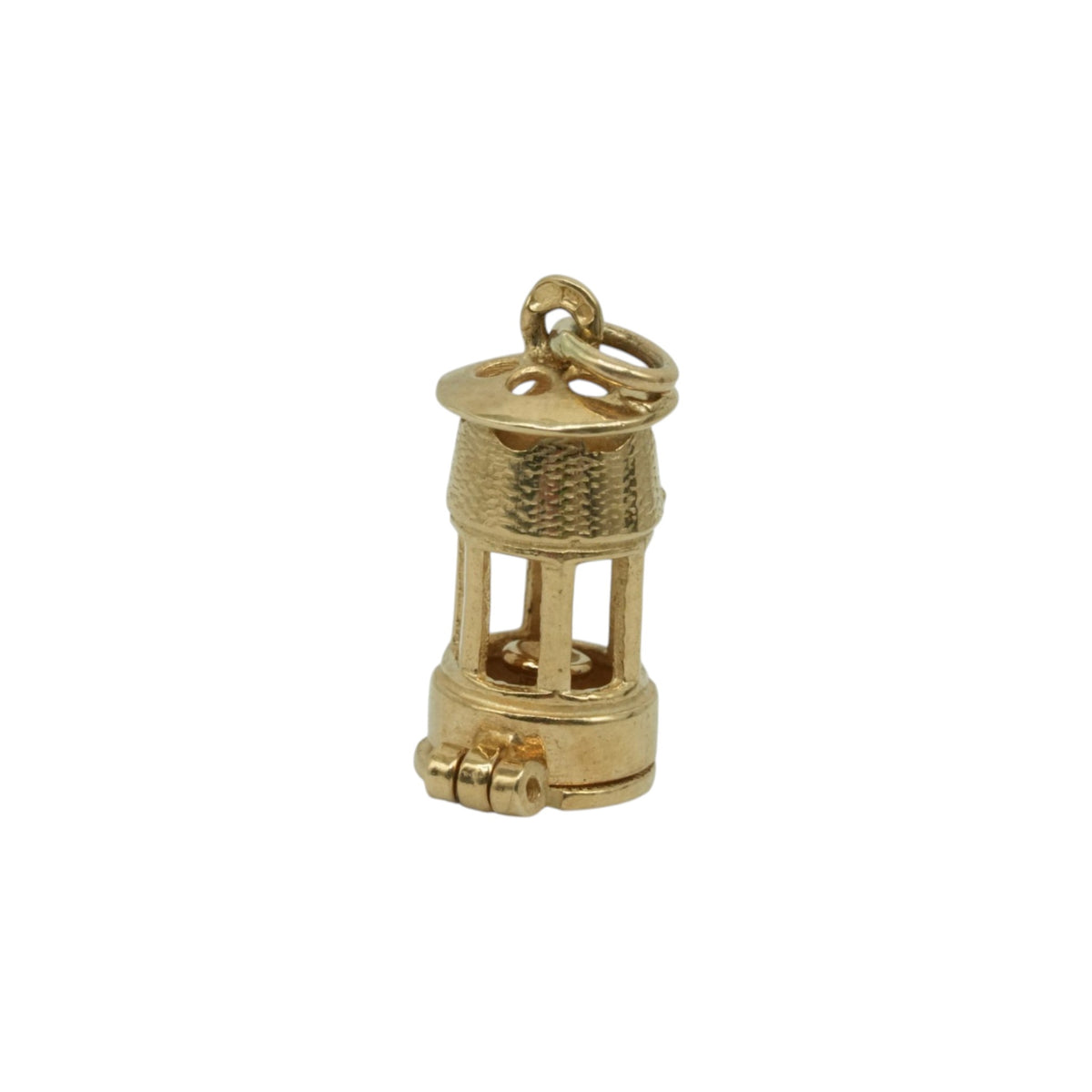 9ct 375 Yellow Gold Miner's Lamp Opening Charm L 1.3 cm 2.0 g.