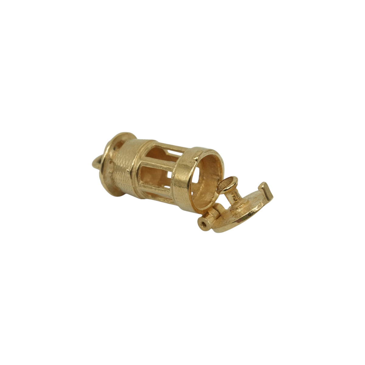 9ct 375 Yellow Gold Miner's Lamp Opening Charm L 1.3 cm 2.0 g.