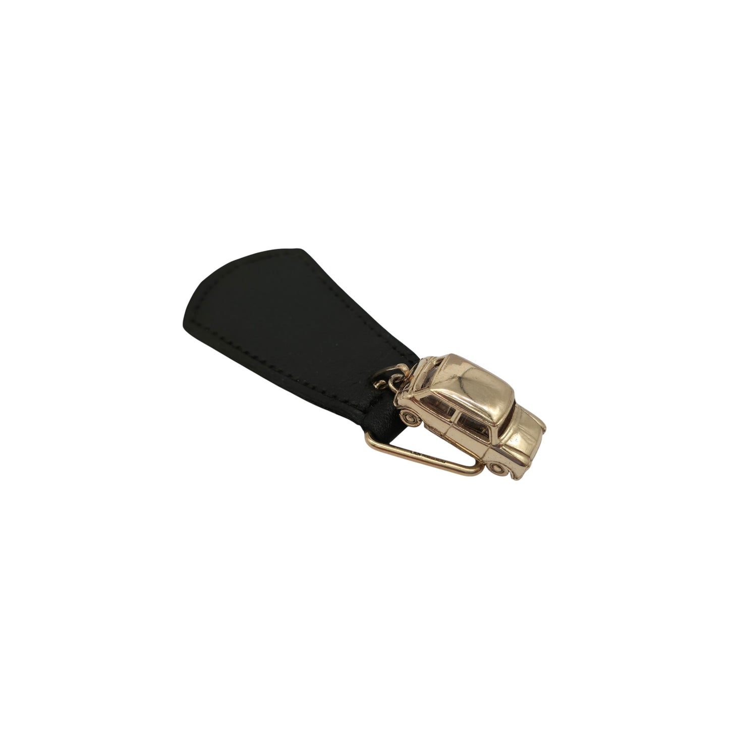 Unusual Heavy 9ct 375 Yellow Gold Mini Cooper Leather Key Fob 1967, 16.0 g.