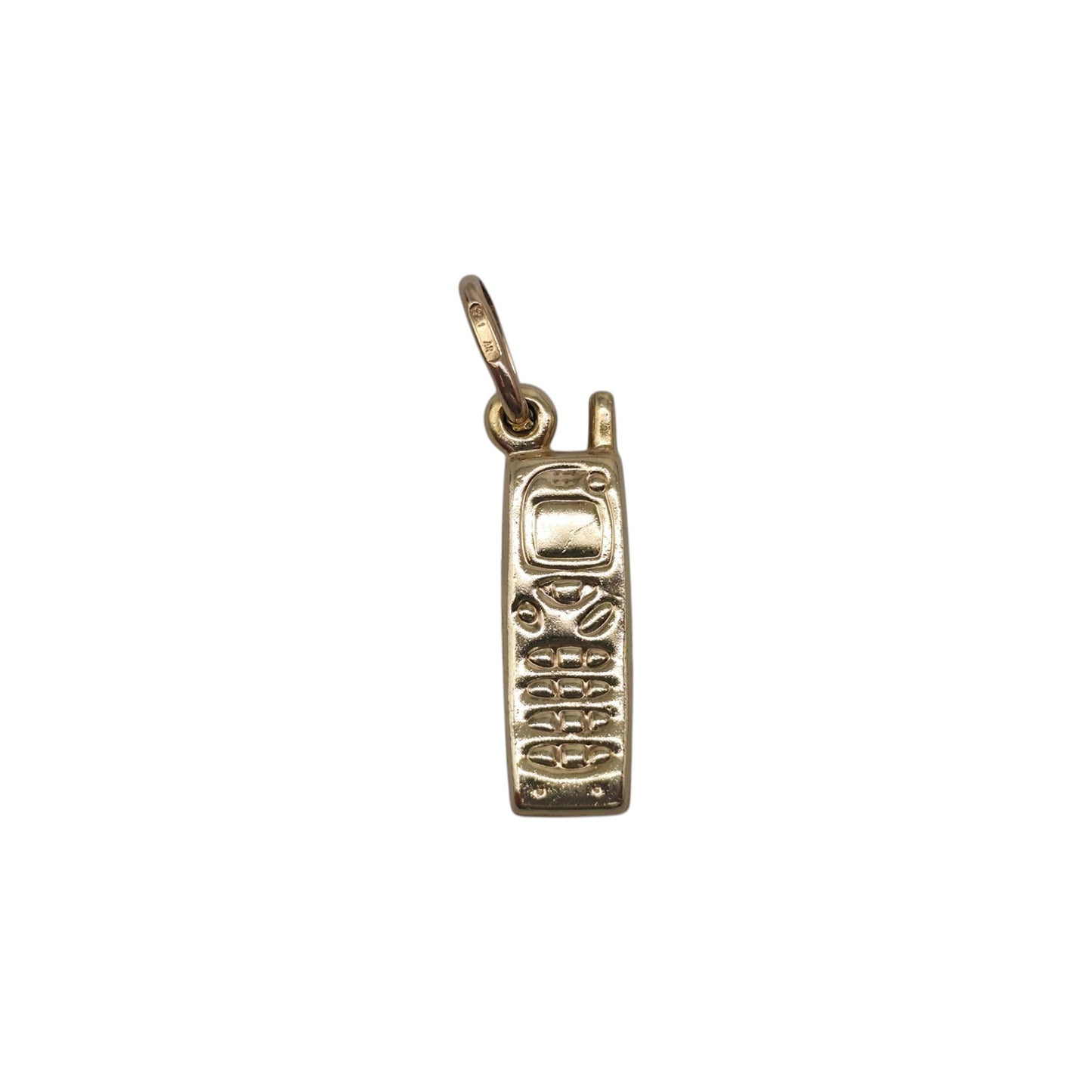 9ct 375 Yellow Gold Mobile Phone Charm L 1.9 cm 0.8 g.