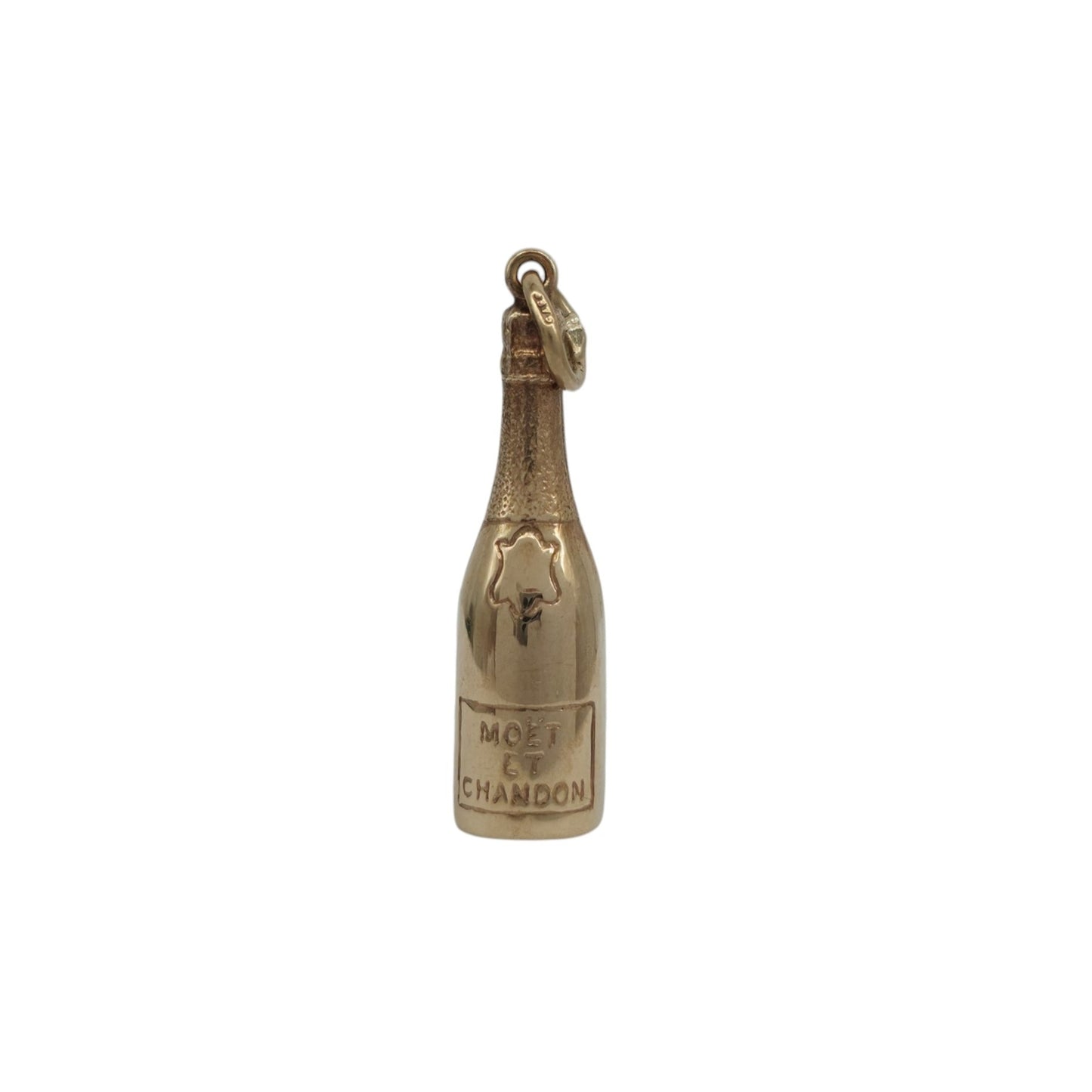 9ct 375 Yellow Gold Moet Chandon Bottle Charm 1972 L 2.0 cm 0.9 g.