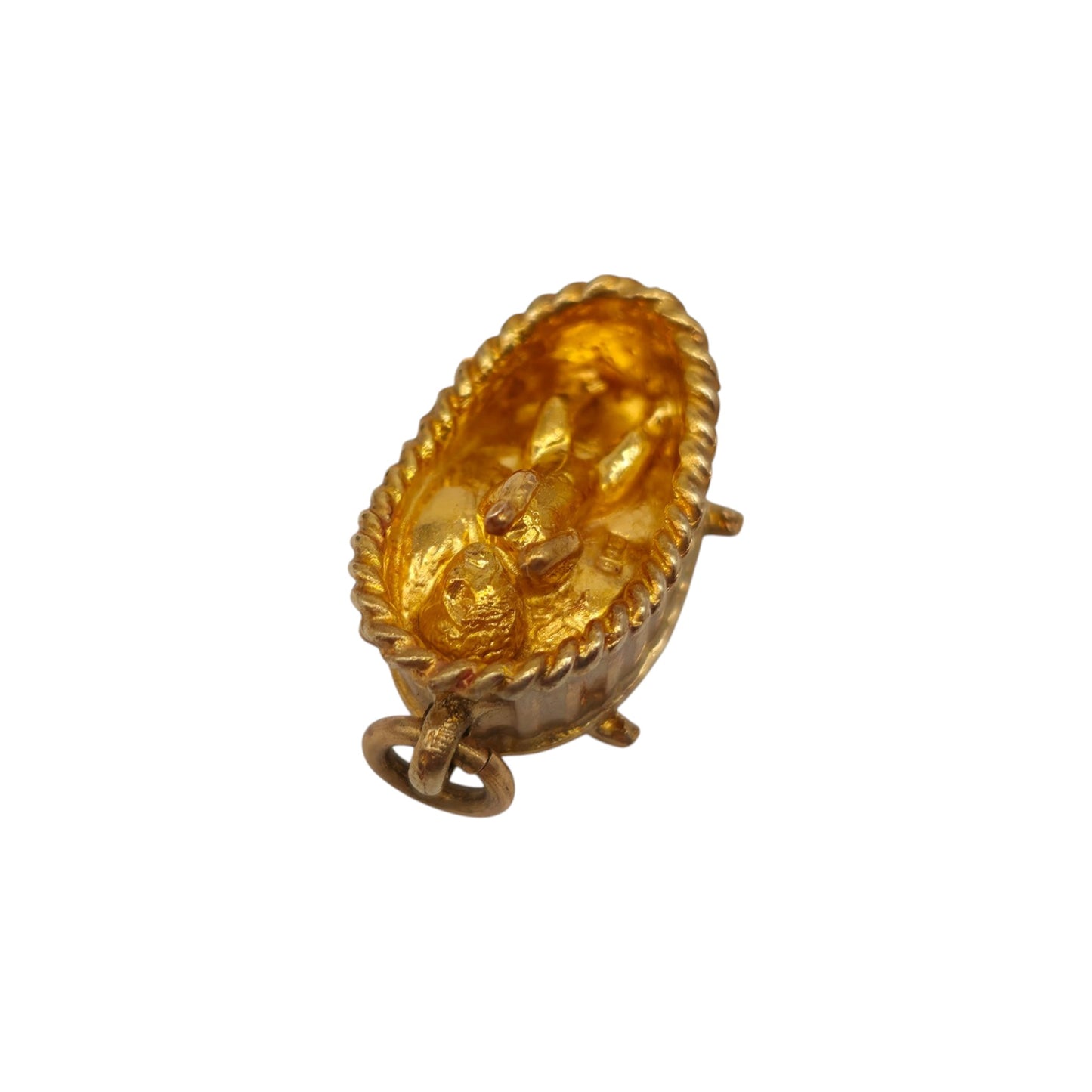 9ct 375 Yellow Gold Moses Basket Charm 1965 L 1.5 cm 4.0 g.
