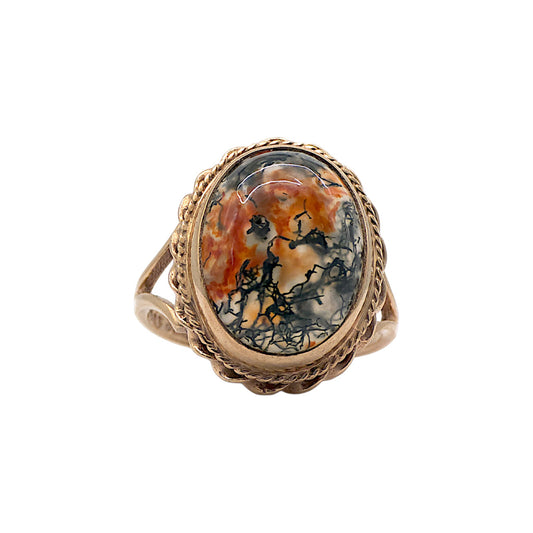 9ct gold Moss Agate Ring
