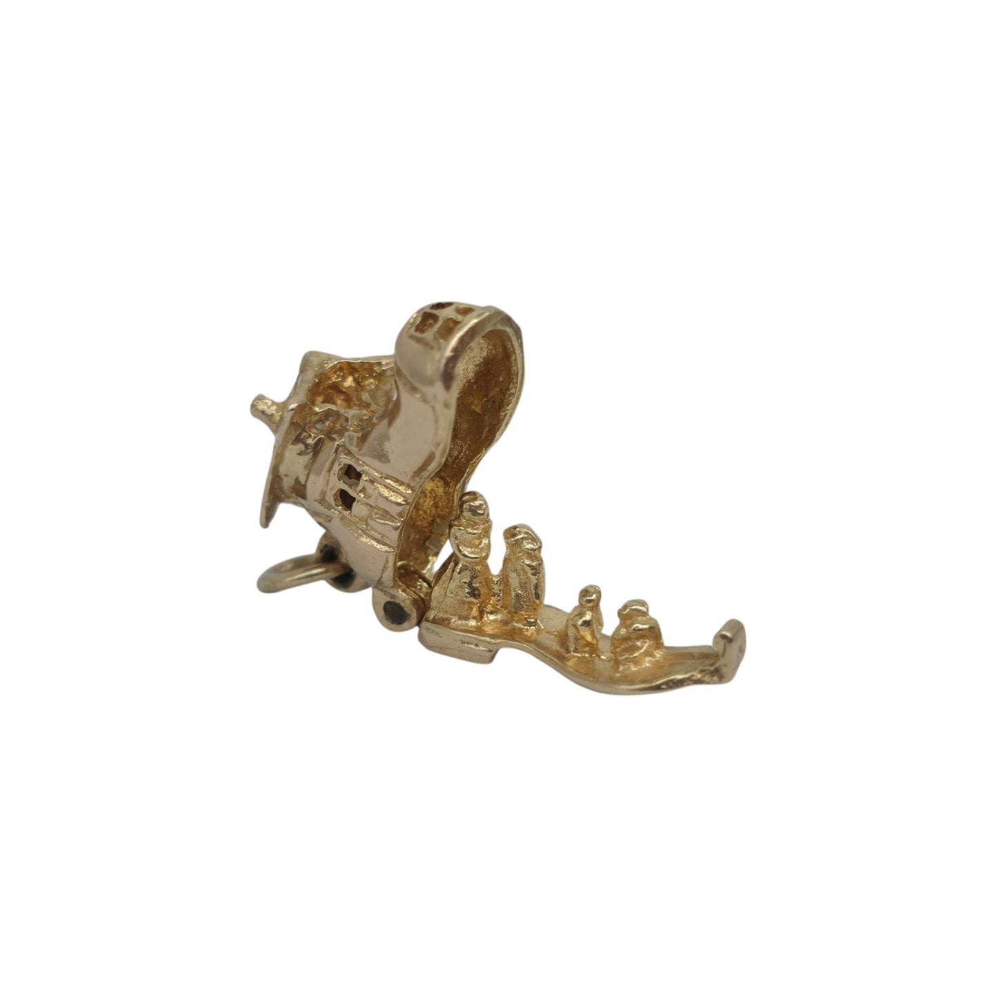 9ct 375イエローゴールド マザーハバード 靴開口部内側チャーム 1964年製 長さ1.6cm 2.4g