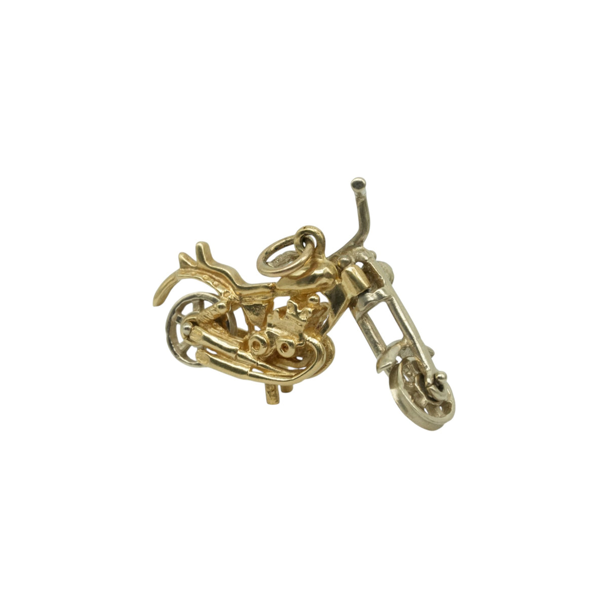 9ct Yellow & White Gold Articulated Motorcycle Charm L 3.0 cm 4.2 g.
