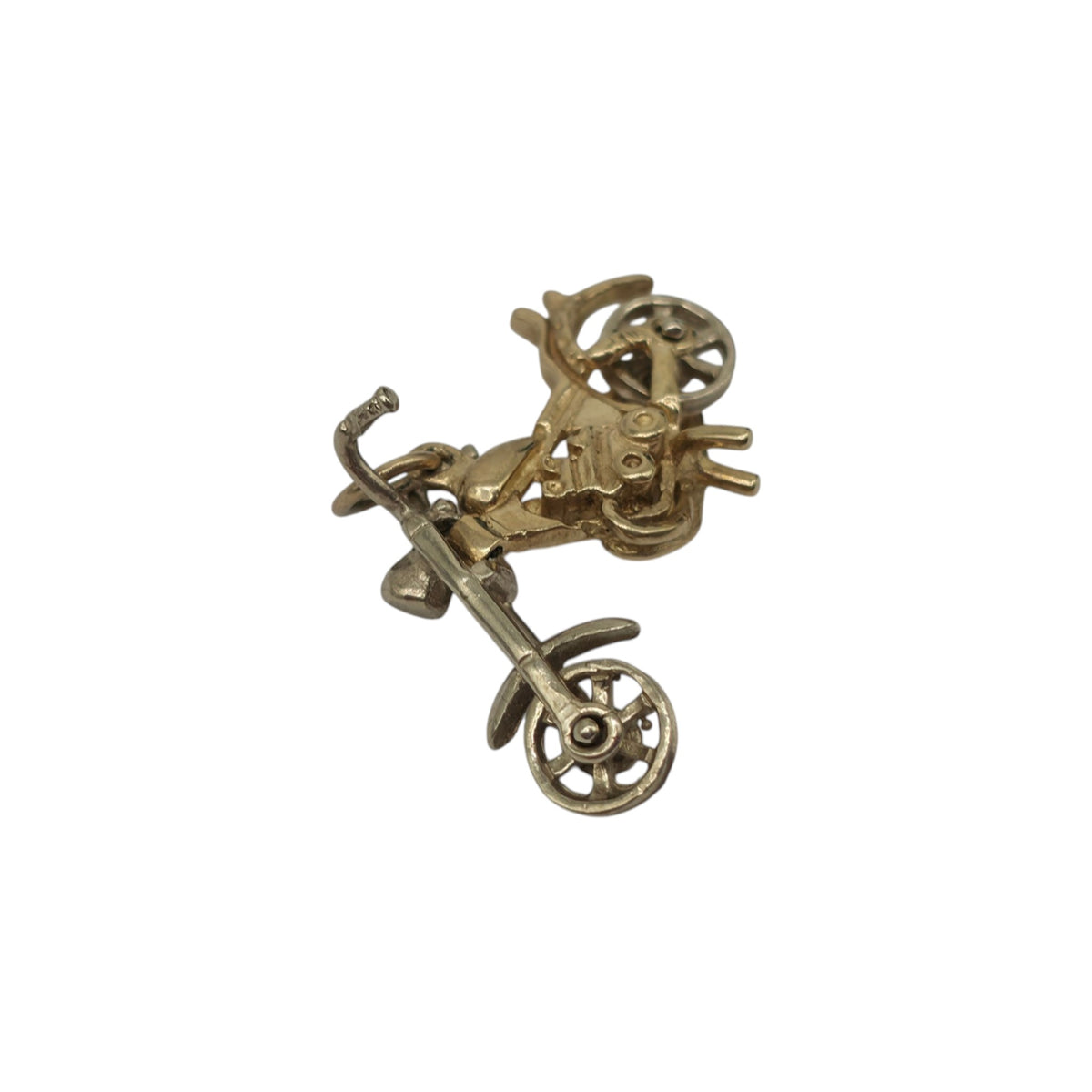 9ct Yellow & White Gold Articulated Motorcycle Charm L 3.0 cm 4.2 g.