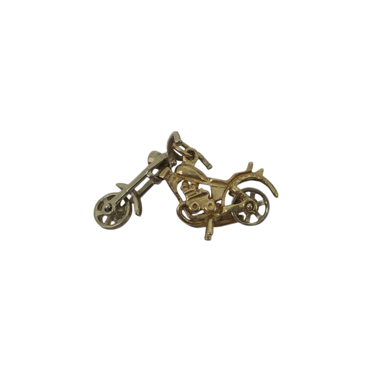 9ct Yellow & White Gold Articulated Motorcycle Charm L 3.0 cm 4.2 g.