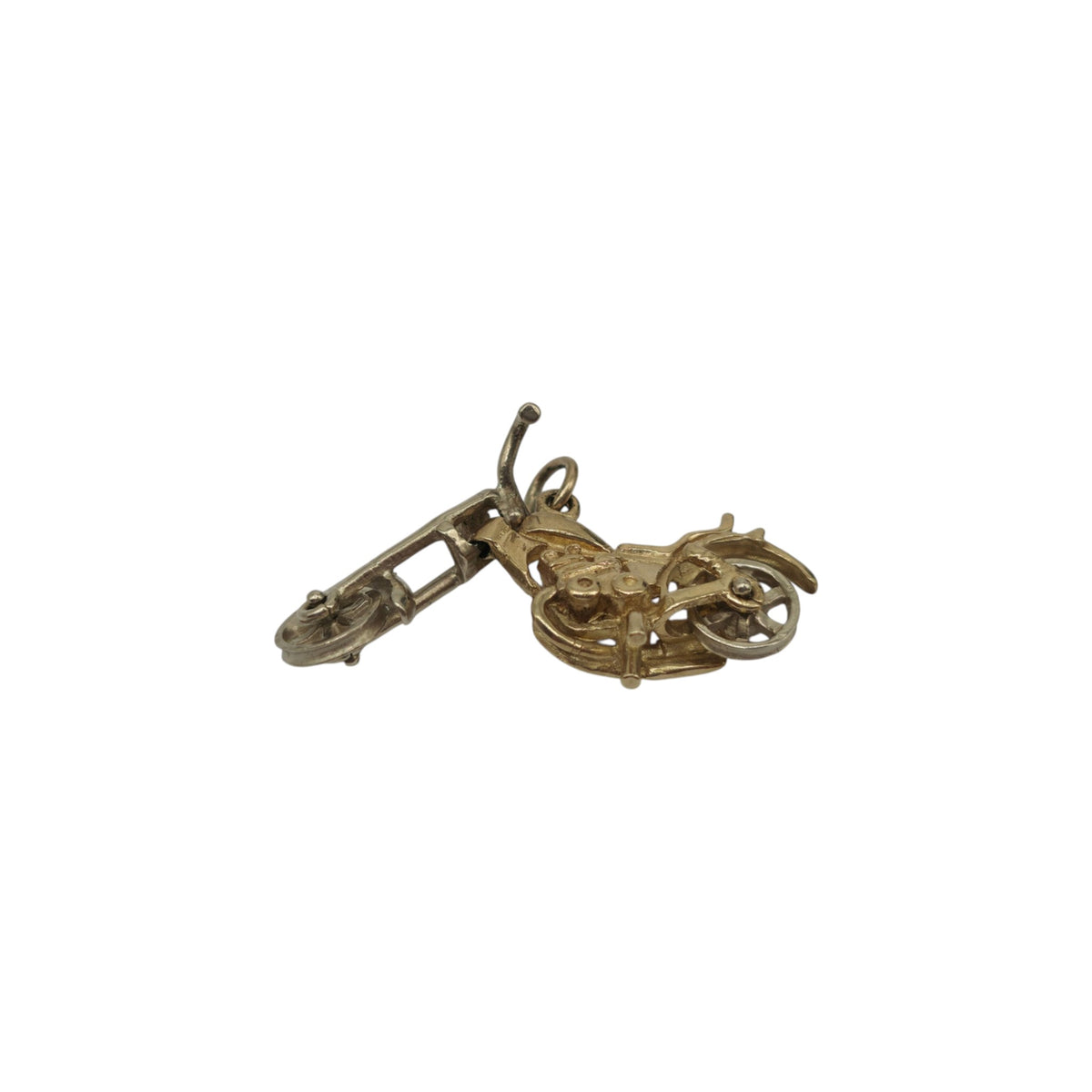 9ct Yellow & White Gold Articulated Motorcycle Charm L 3.0 cm 4.2 g.