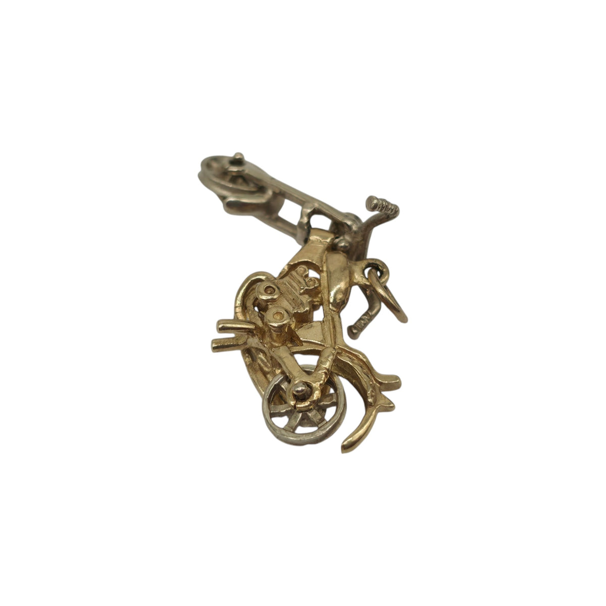 9ct Yellow & White Gold Articulated Motorcycle Charm L 3.0 cm 4.2 g.
