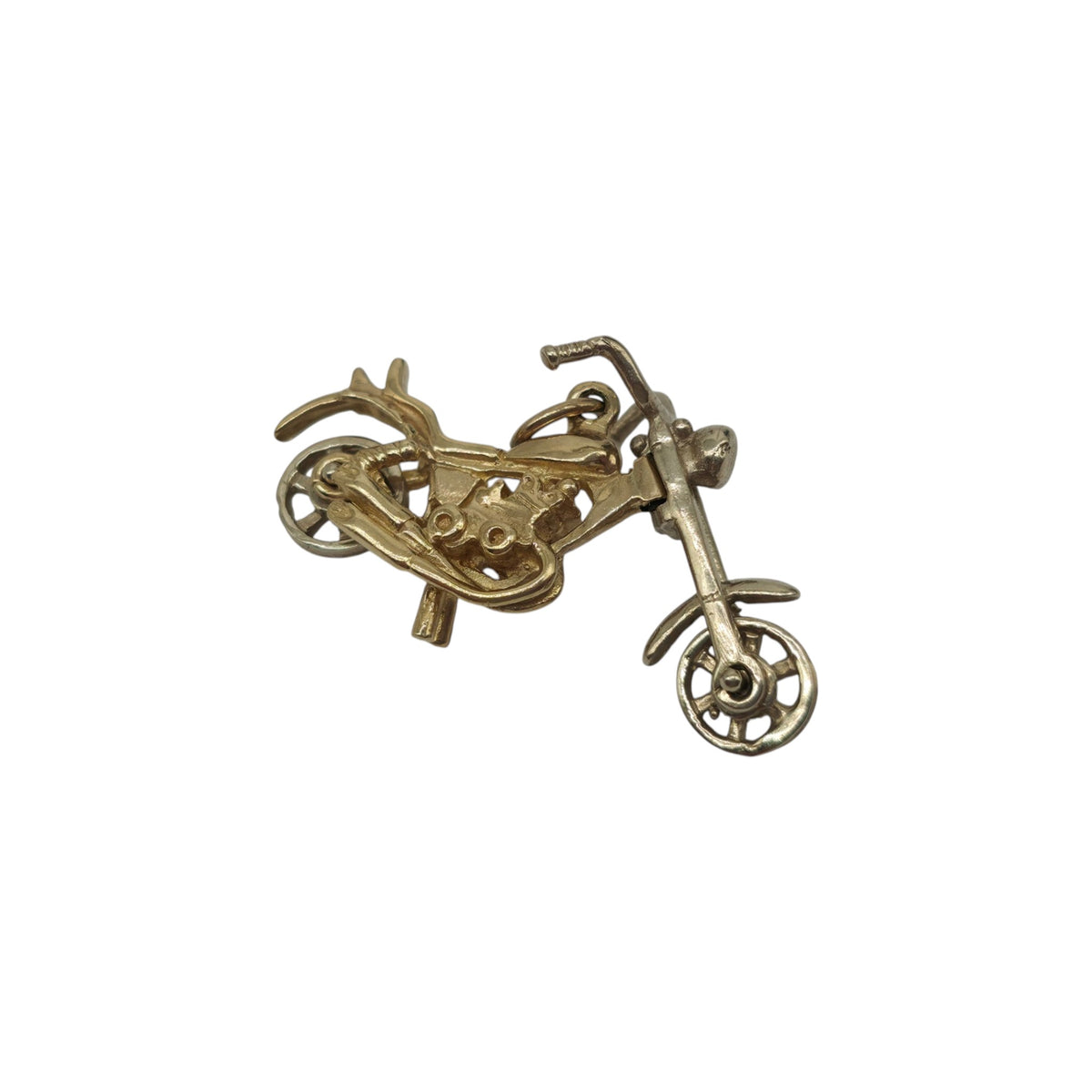 9ct Yellow & White Gold Articulated Motorcycle Charm L 3.0 cm 4.2 g.