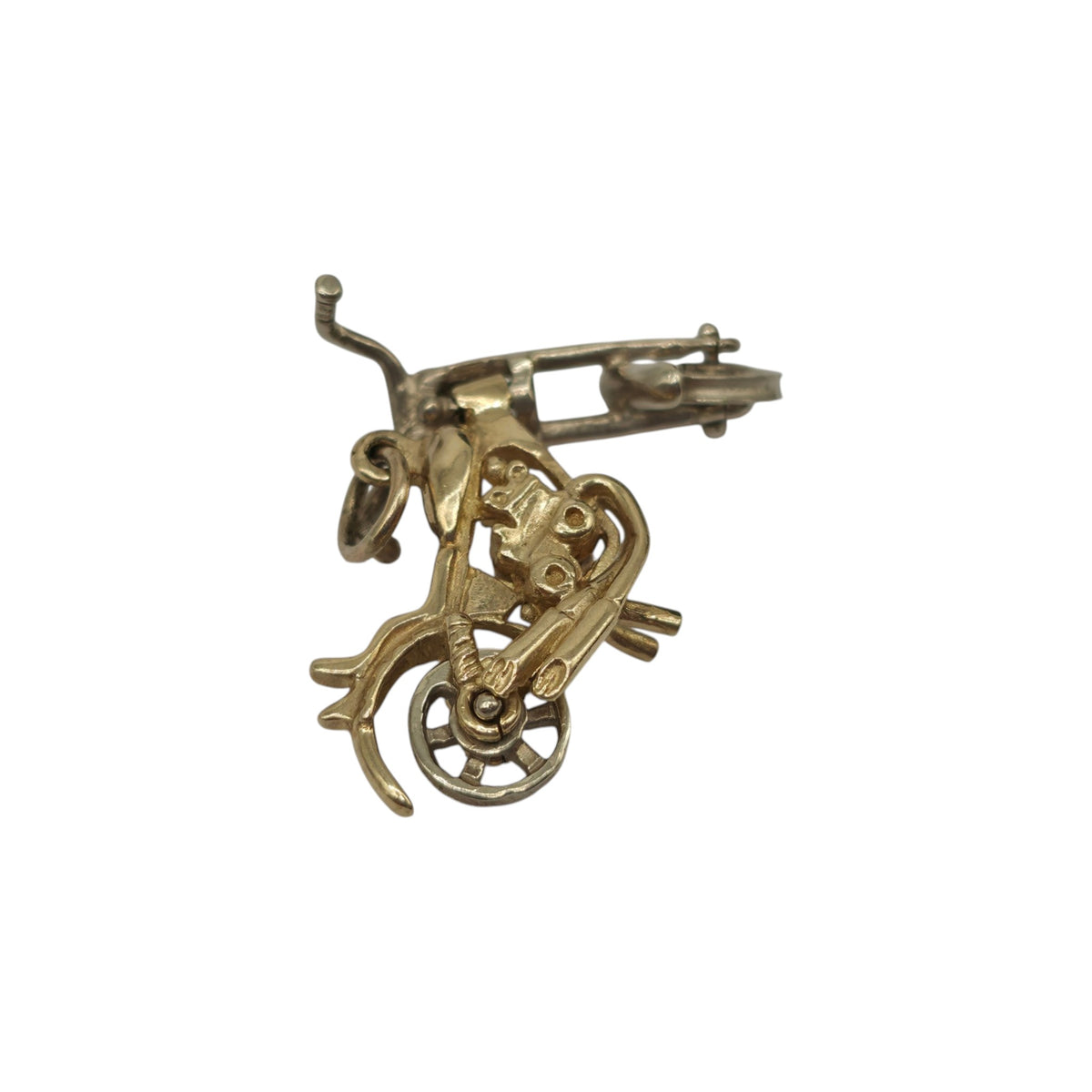 9ct Yellow & White Gold Articulated Motorcycle Charm L 3.0 cm 4.2 g.
