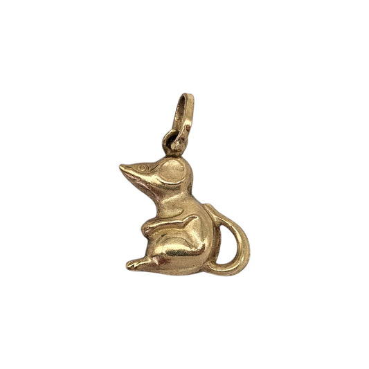 9ct Yellow Gold Mouse Charm L 1.1 cm 0.4 g.