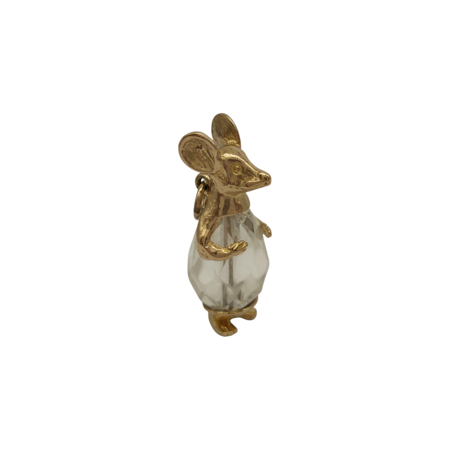 9ct 375 Yellow Gold Mouse Charm 1973 L 2.6 cm 4.8 g.