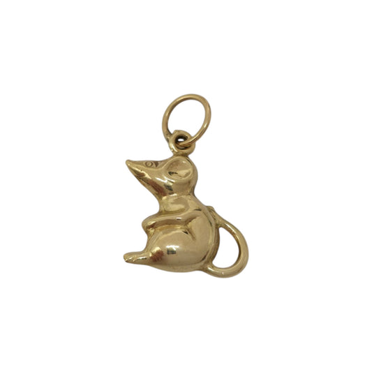 9ct Yellow Gold Mouse Charm L 0.9 cm 0.4 g.