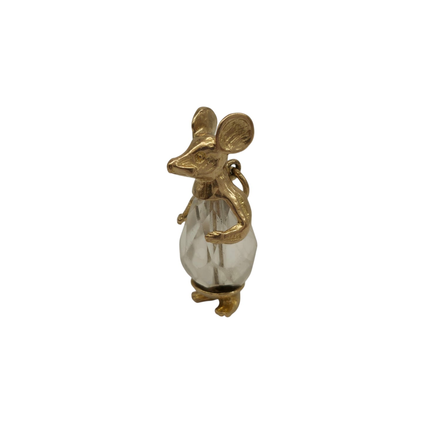 9ct 375 Yellow Gold Mouse Charm 1973 L 2.6 cm 4.8 g.