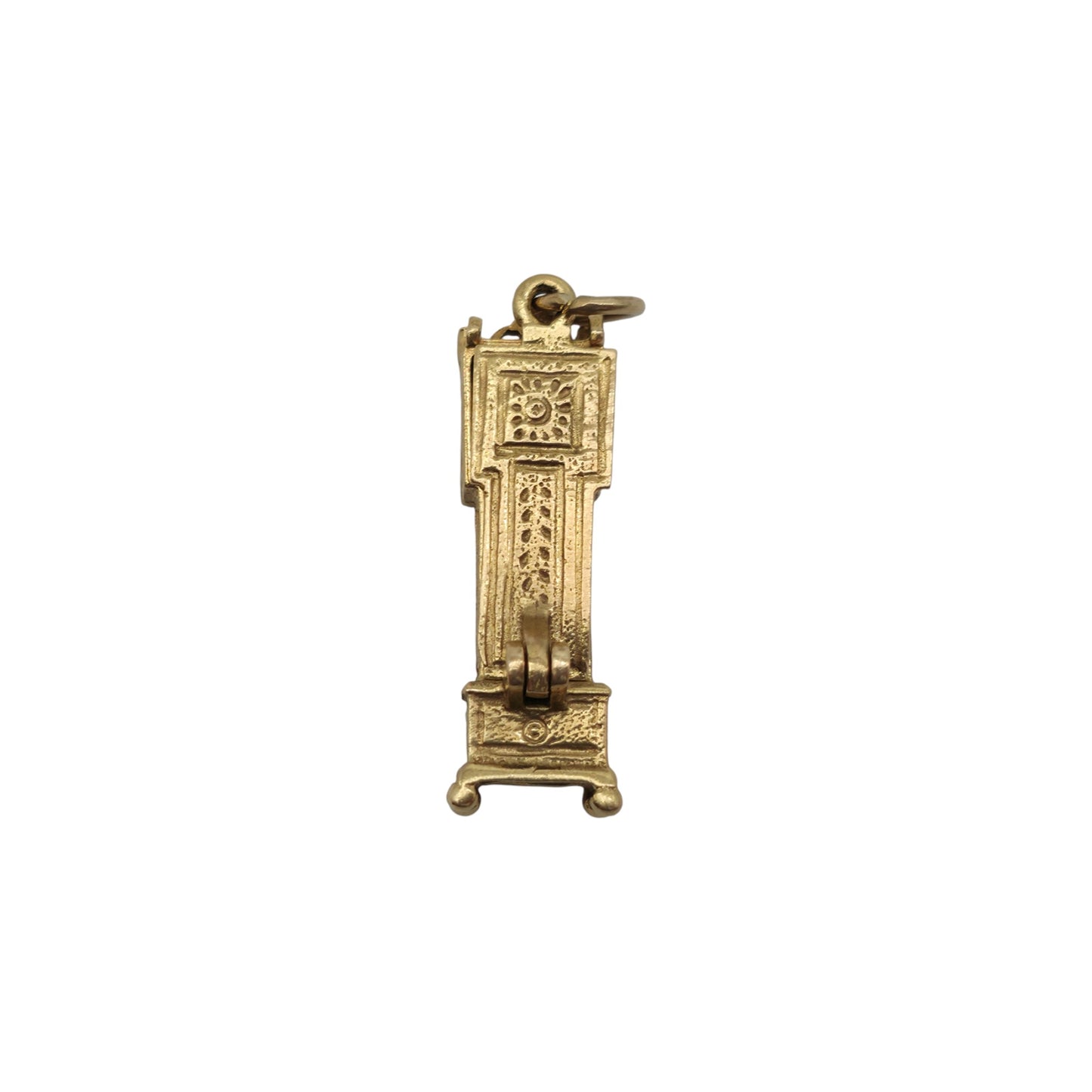9ct 375 Yellow Gold Mouse Inside Grandfather Clock Charm 1978 L 2.5 cm 3.7 g.
