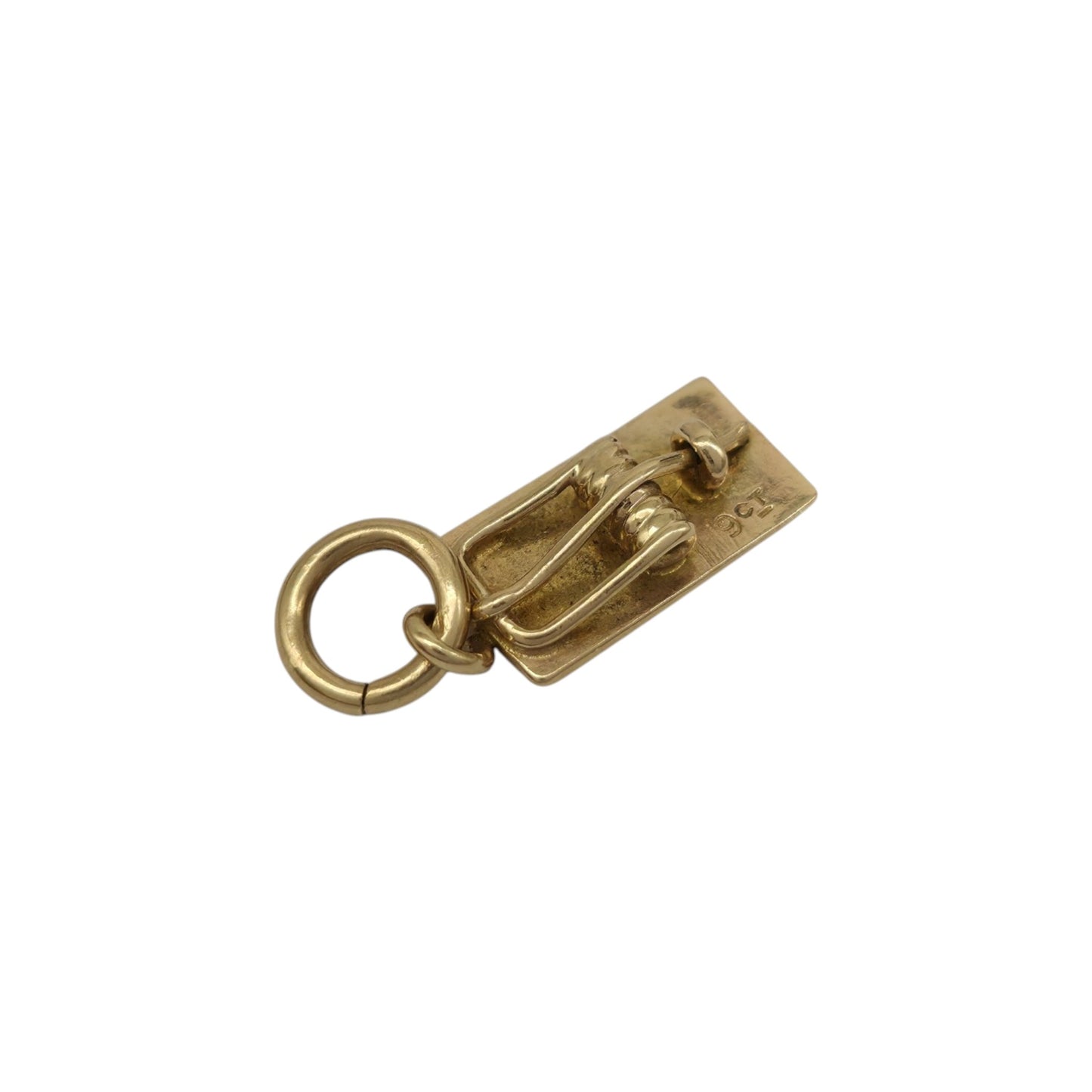 希少 9ct 375 イエローゴールド マウストラップチャーム 1960年代製 長さ1.0cm 0.7g.
