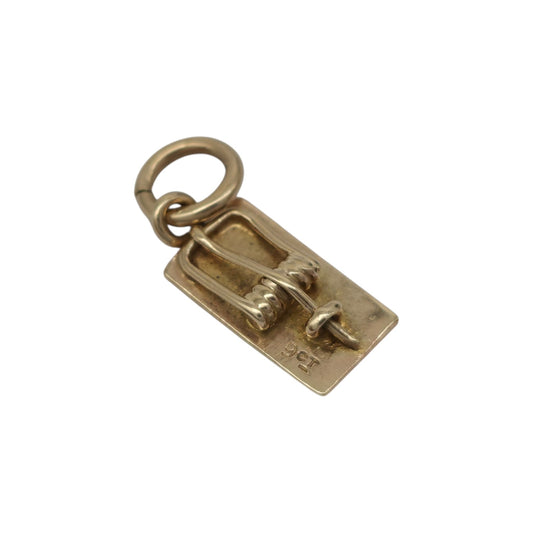 希少 9ct 375 イエローゴールド マウストラップチャーム 1960年代製 長さ1.0cm 0.7g.
