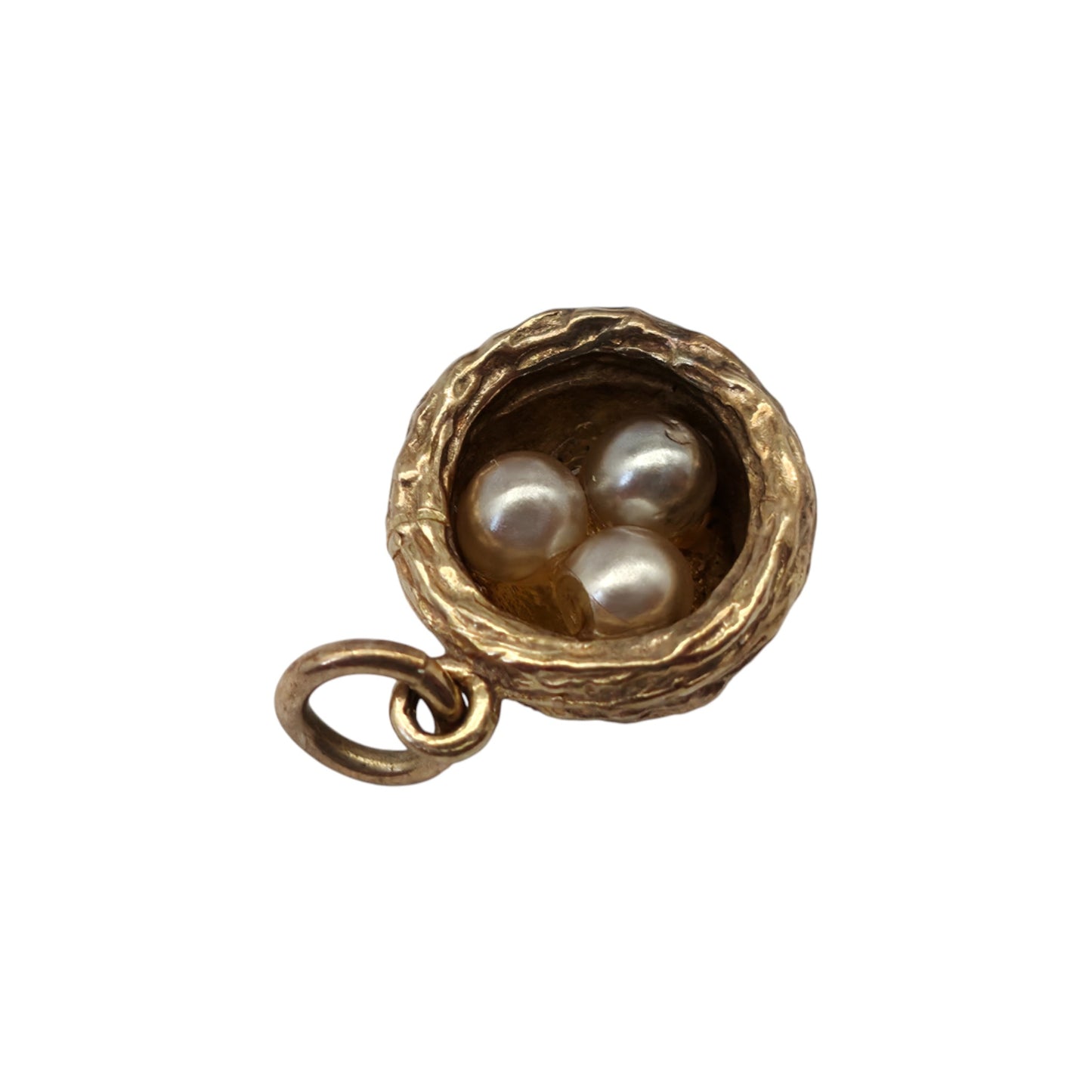 9ct 375 Yellow Gold Nest With Pearls Charm c.1980 L 1.1 cm 2.7 g.